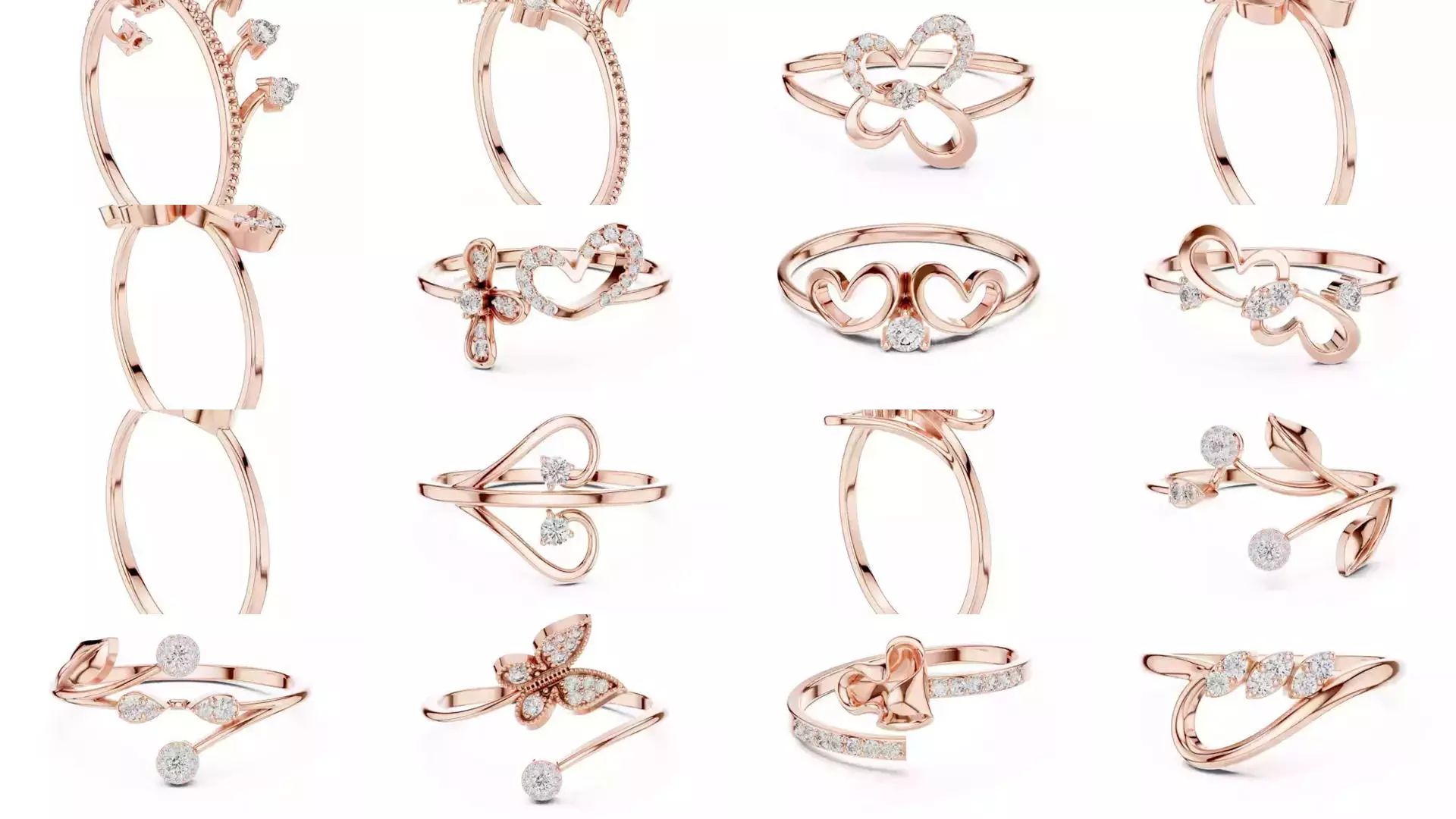 363 Cluster Woman Rings 3DM STL OBJ FBX with 3 COLOR Video 3D Model Collection_26