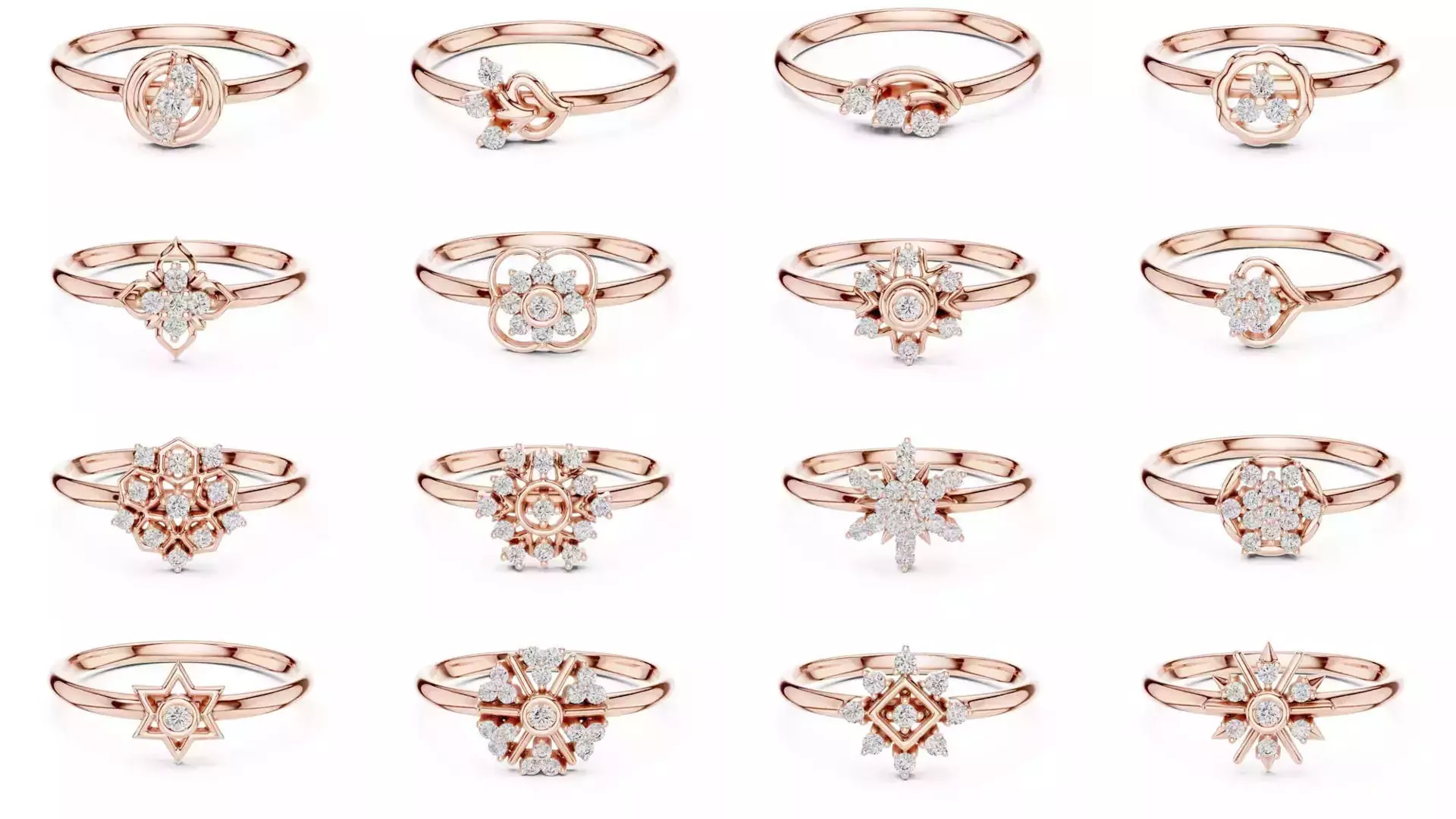 363 Cluster Woman Rings 3DM STL OBJ FBX with 3 COLOR Video 3D Model Collection_29