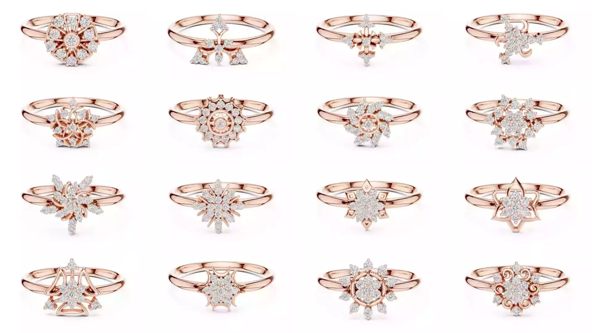 363 Cluster Woman Rings 3DM STL OBJ FBX with 3 COLOR Video 3D Model Collection_2