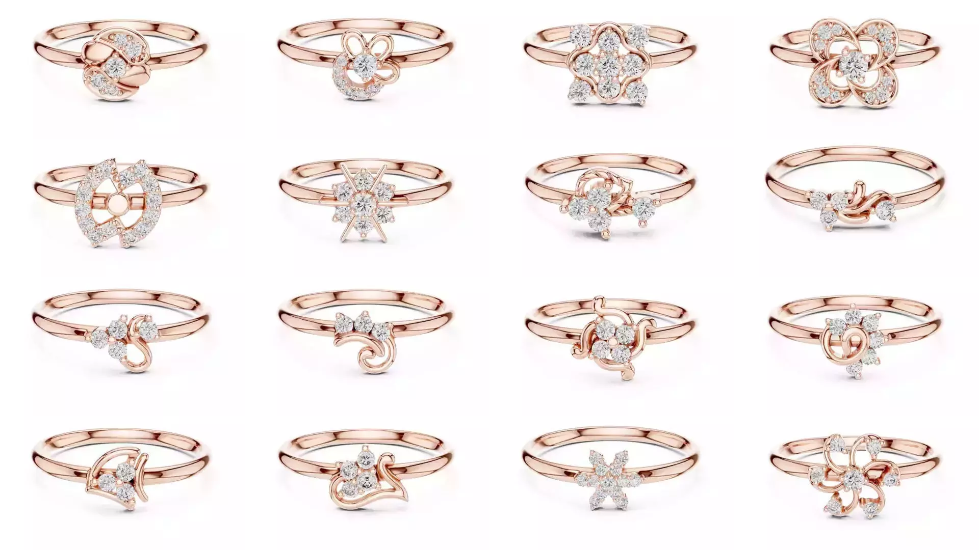 363 Cluster Woman Rings 3DM STL OBJ FBX with 3 COLOR Video 3D Model Collection_6