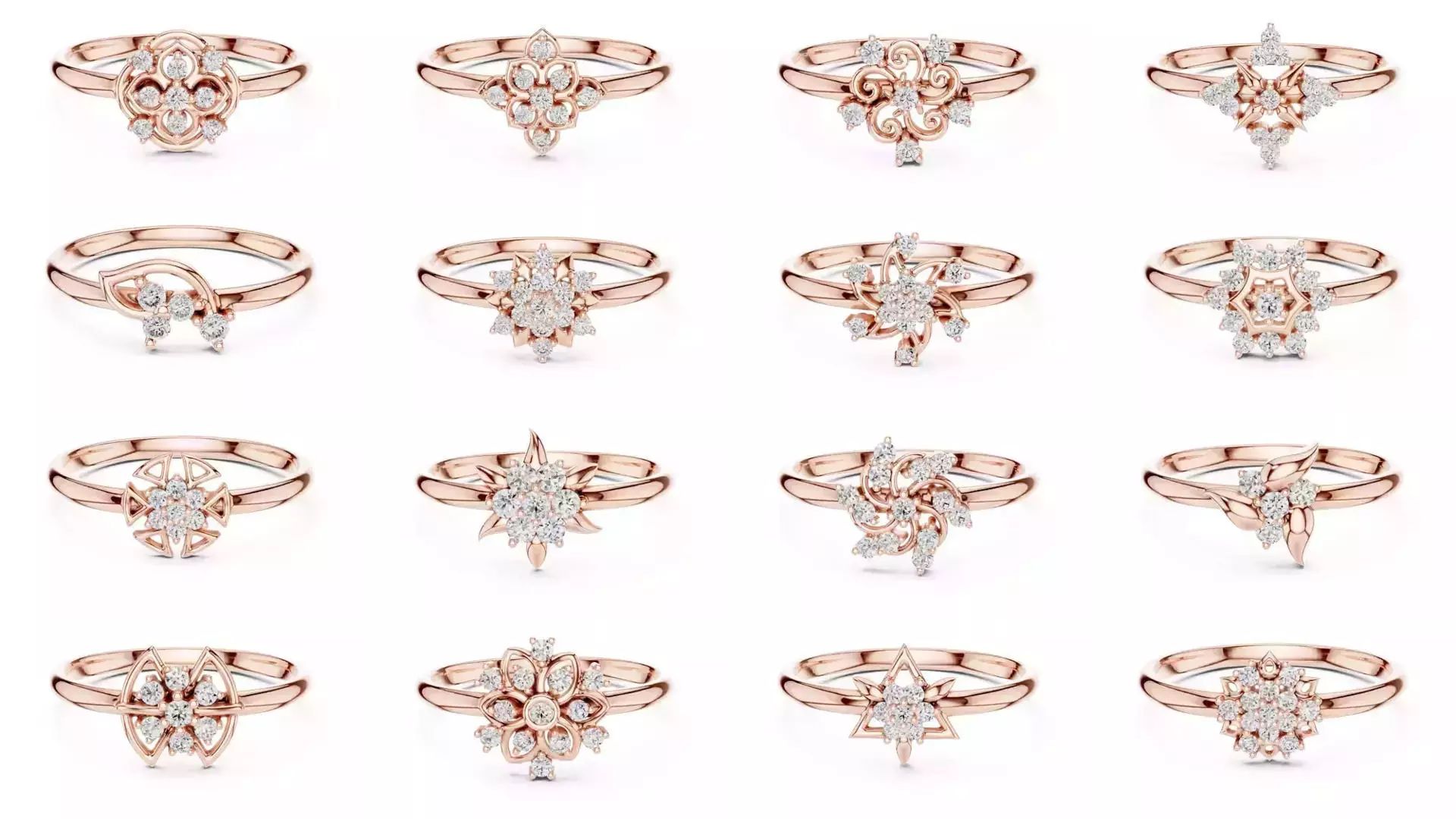 363 Cluster Woman Rings 3DM STL OBJ FBX with 3 COLOR Video 3D Model Collection_35