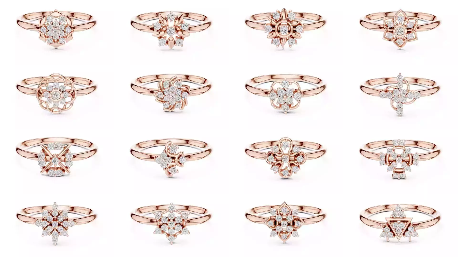 363 Cluster Woman Rings 3DM STL OBJ FBX with 3 COLOR Video 3D Model Collection_32