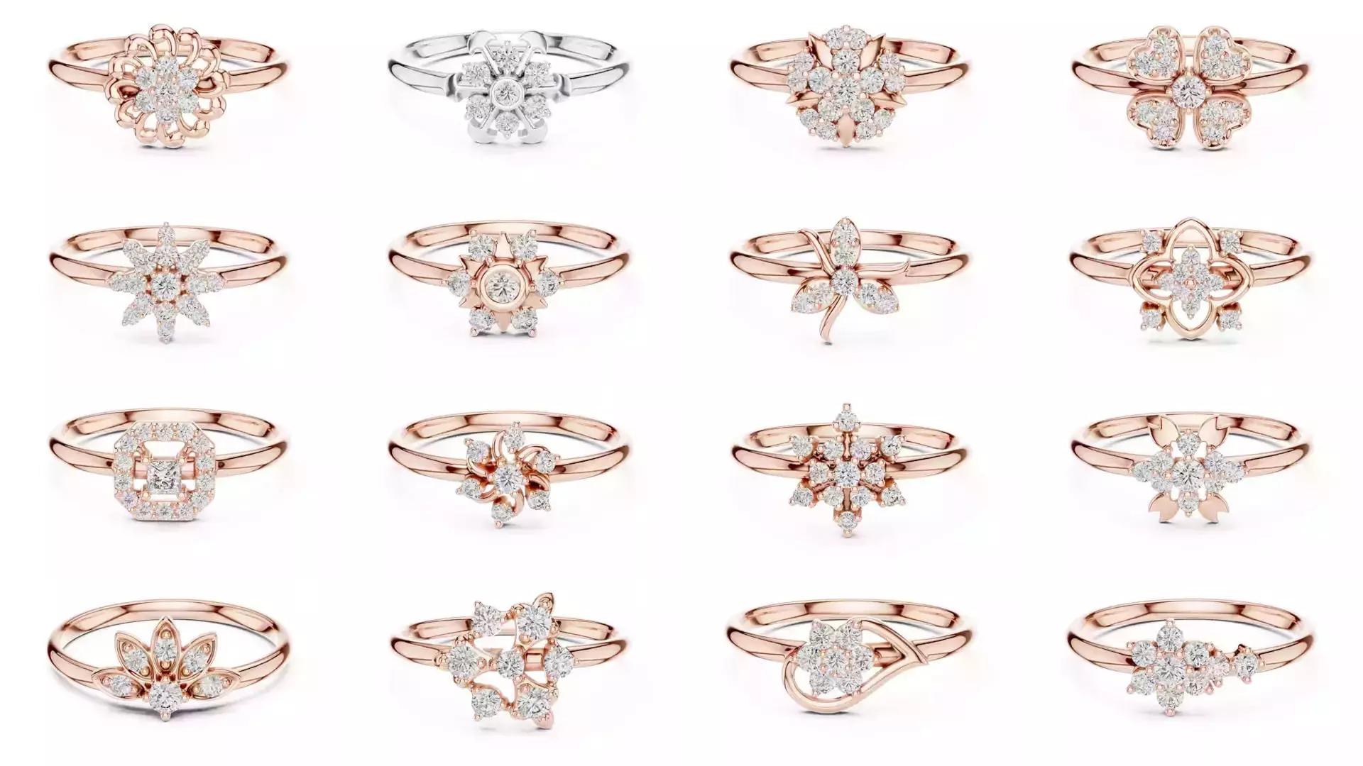 363 Cluster Woman Rings 3DM STL OBJ FBX with 3 COLOR Video 3D Model Collection_4