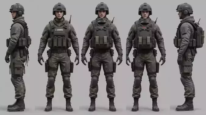 Battle Royale Soldier 3D Character Game Ready Low-poly 3D model