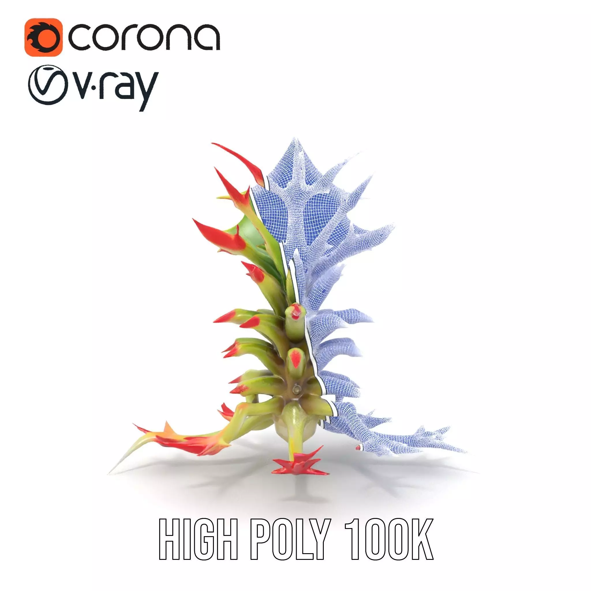 Exotic Spiky Plant model pack Low-poly 3D model_33