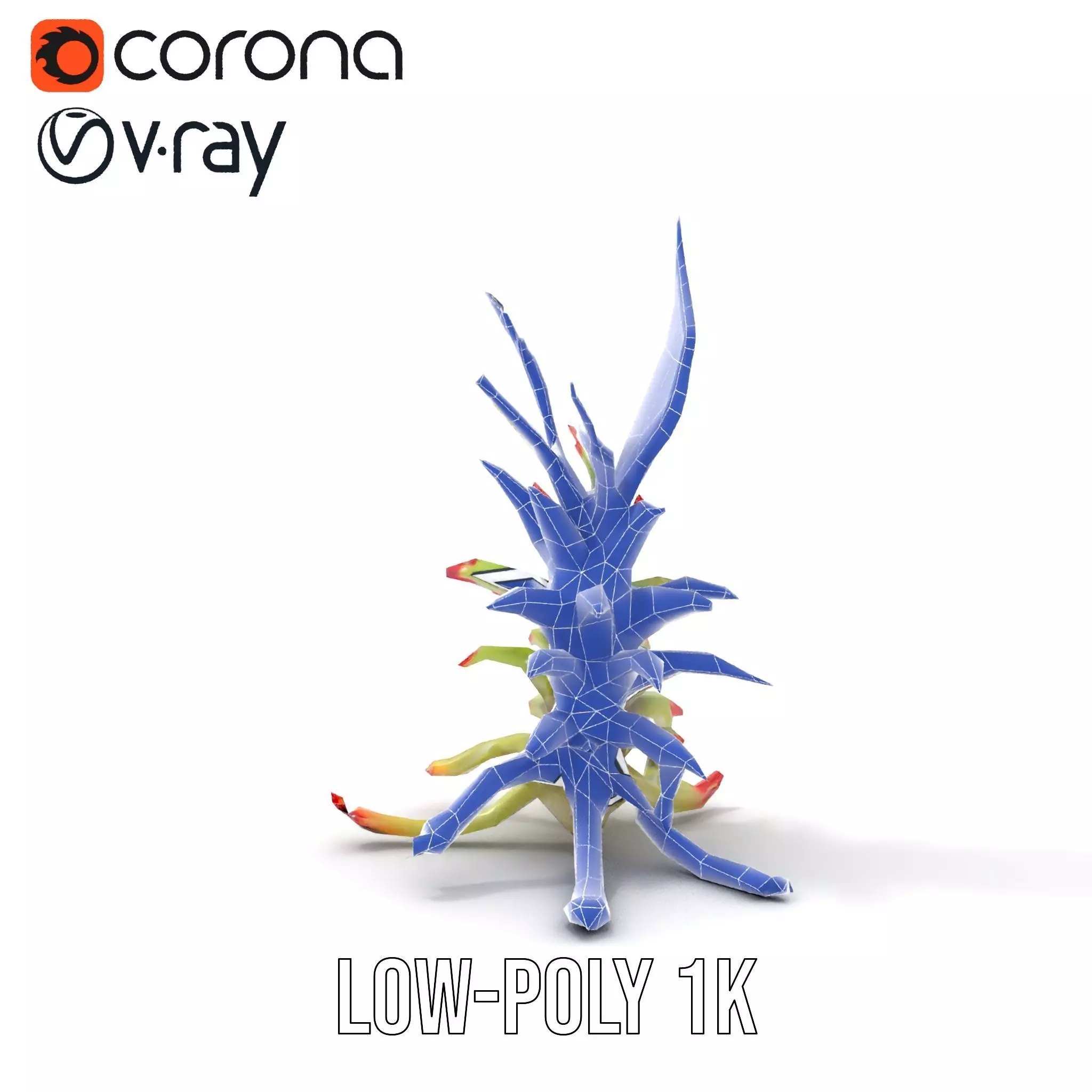 Exotic Spiky Plant model pack Low-poly 3D model_19