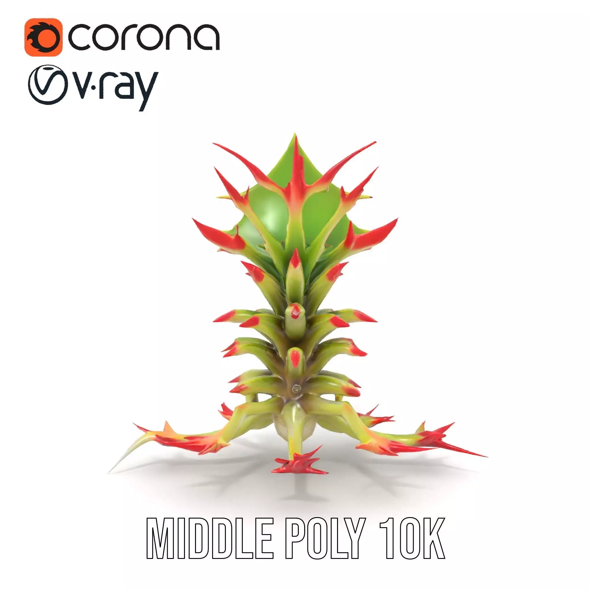 Exotic Spiky Plant model pack Low-poly 3D model_16