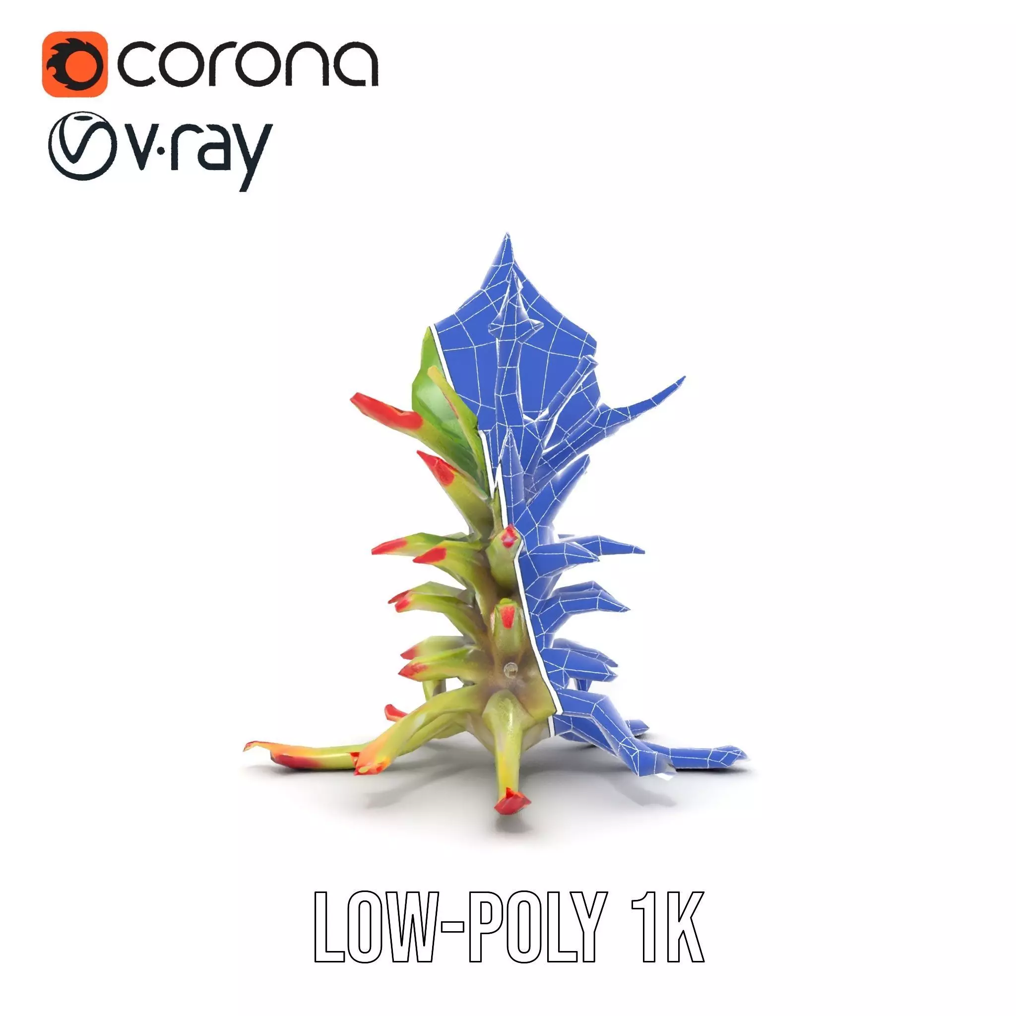 Exotic Spiky Plant model pack Low-poly 3D model_25