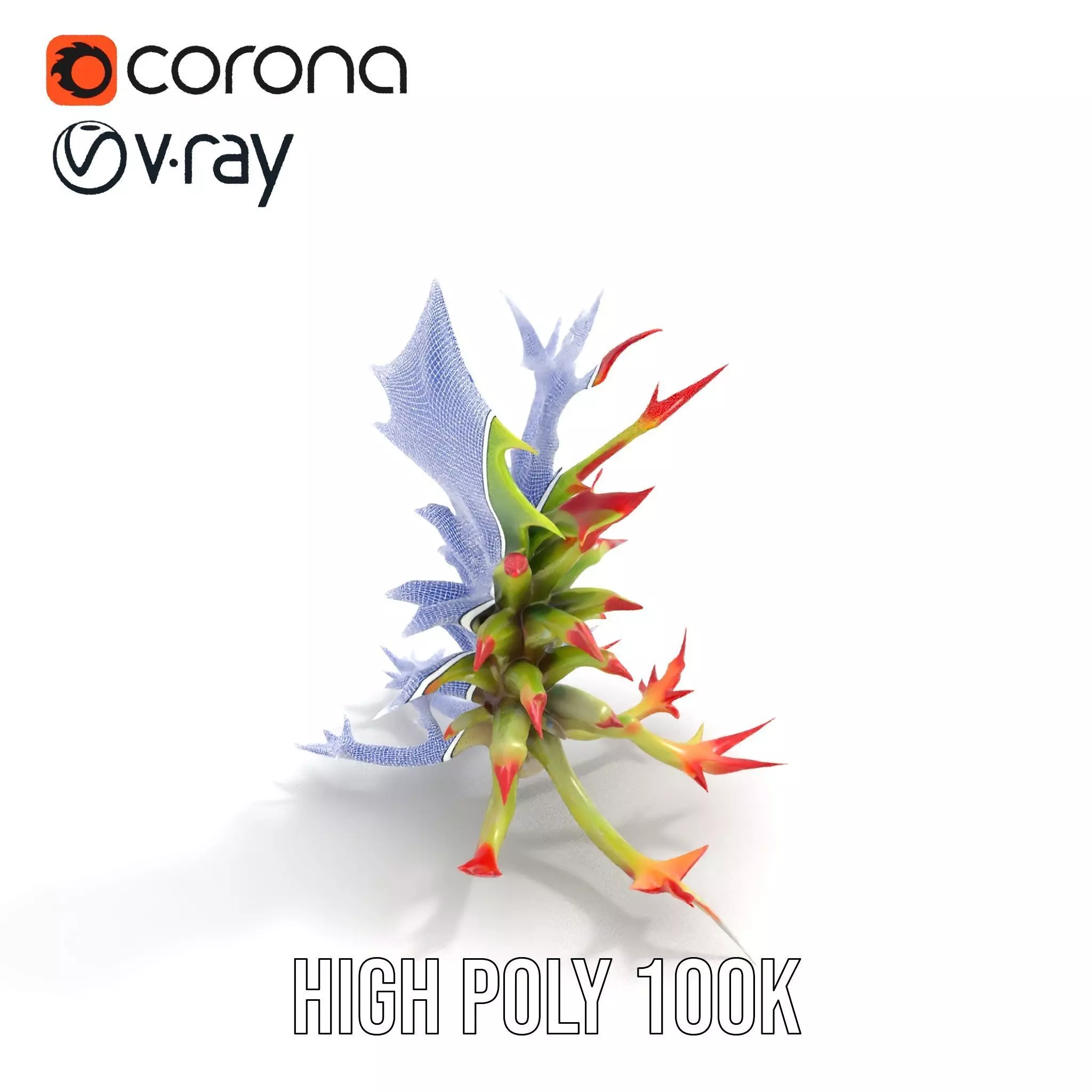 Exotic Spiky Plant model pack Low-poly 3D model_23