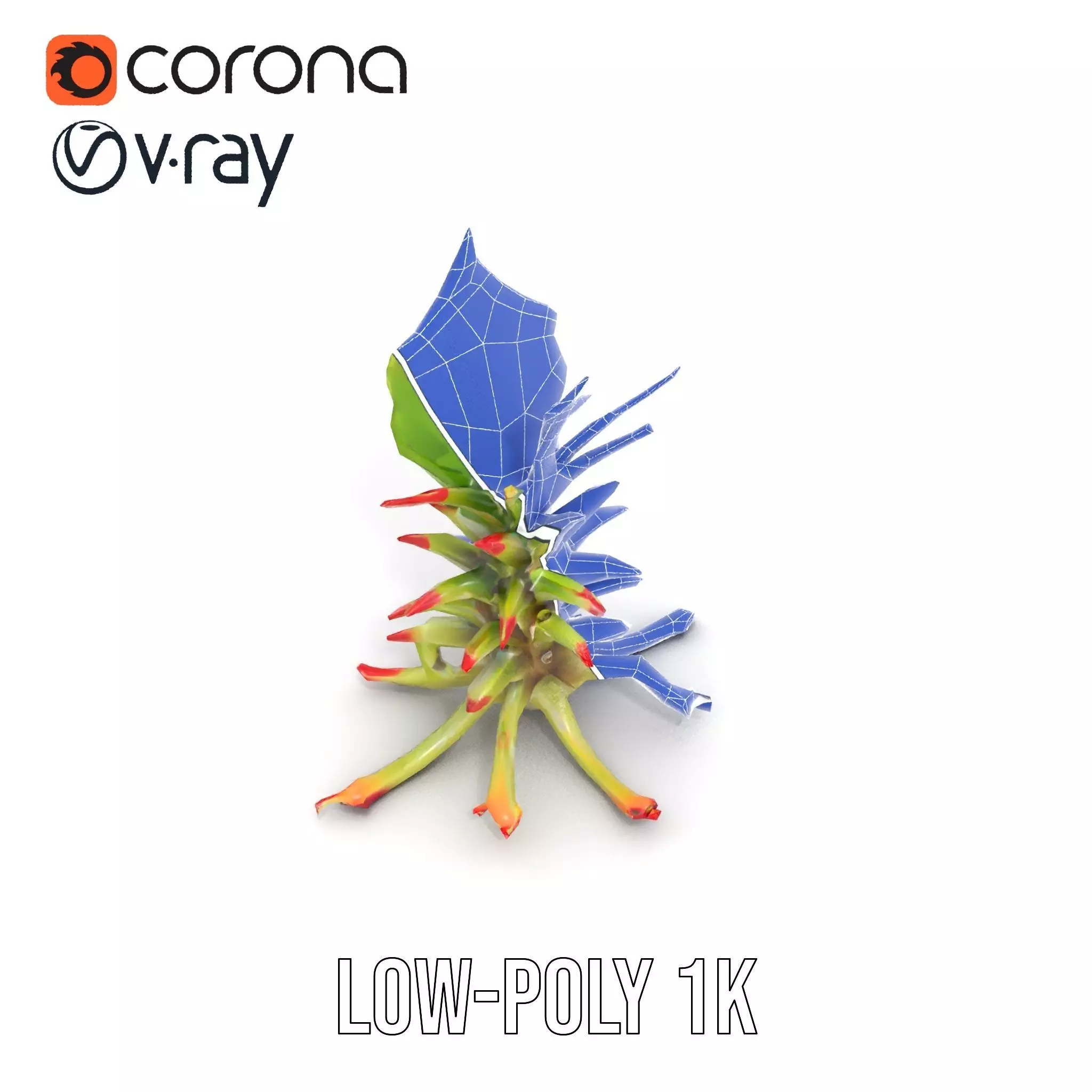 Exotic Spiky Plant model pack Low-poly 3D model_31