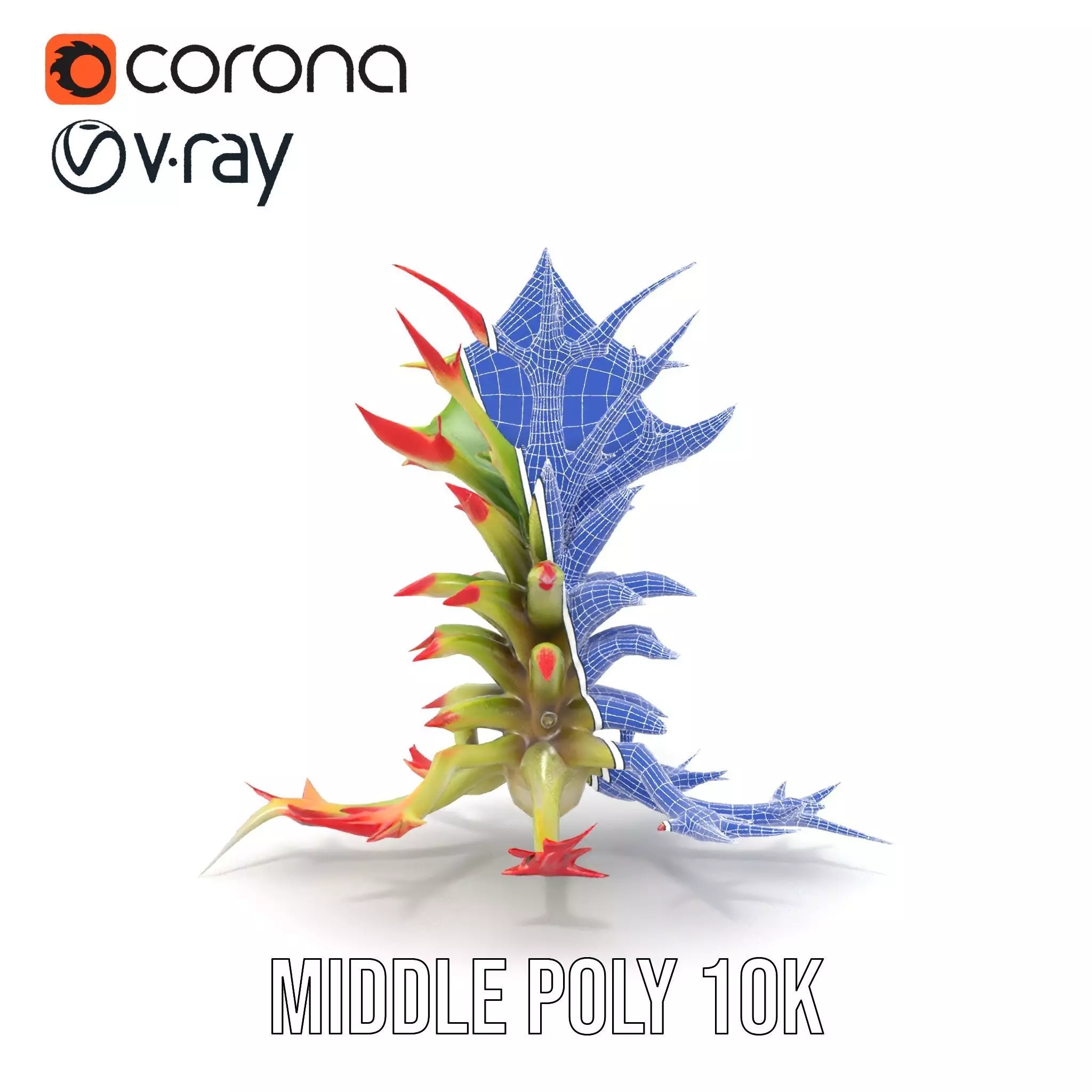 Exotic Spiky Plant model pack Low-poly 3D model_24
