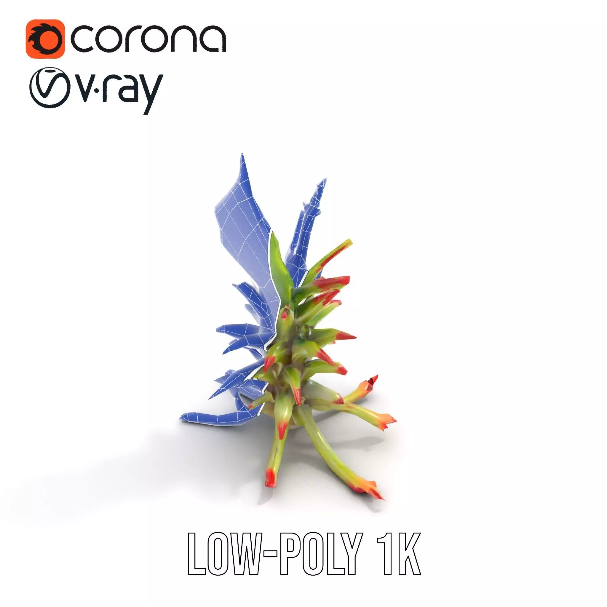 Exotic Spiky Plant model pack Low-poly 3D model_22