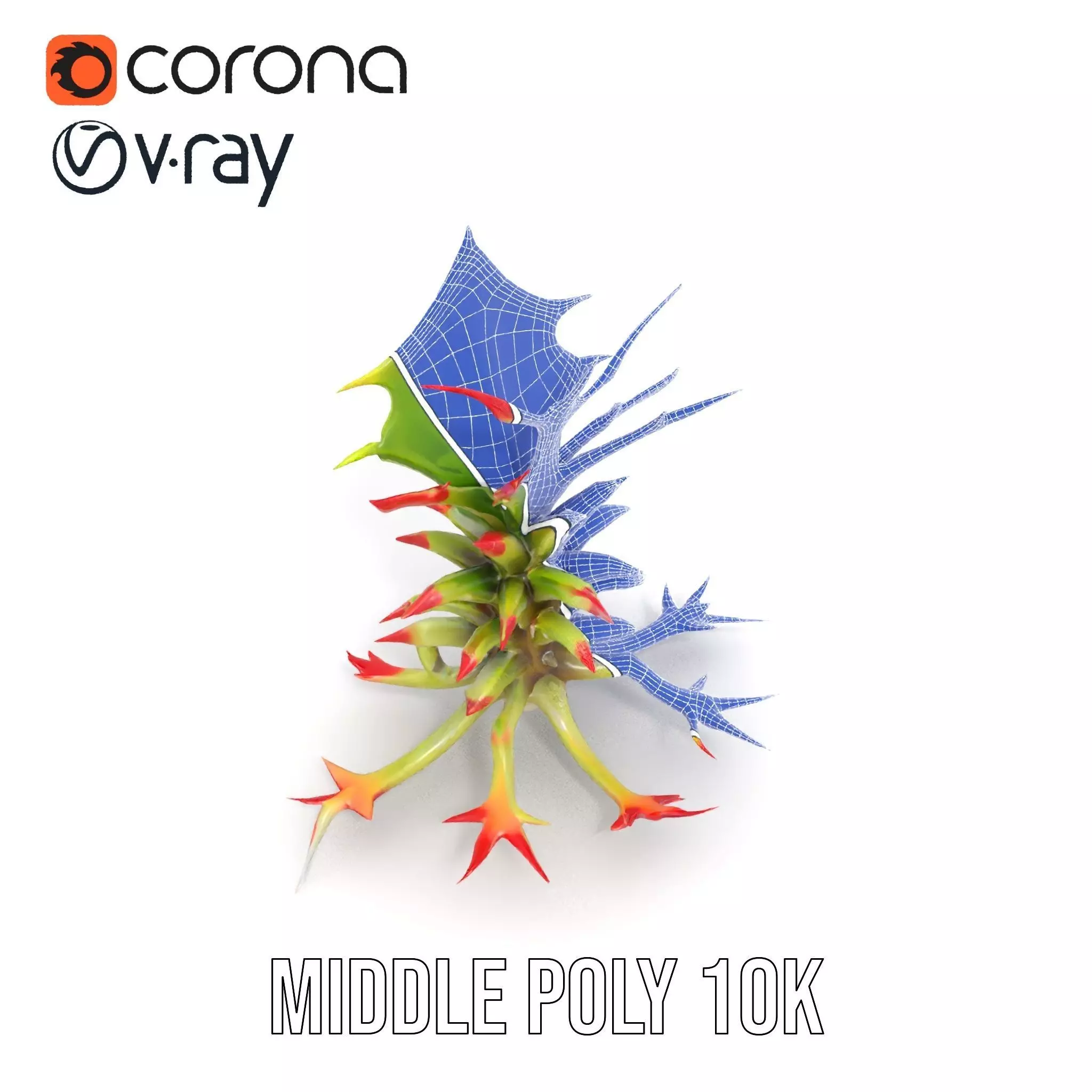 Exotic Spiky Plant model pack Low-poly 3D model_27