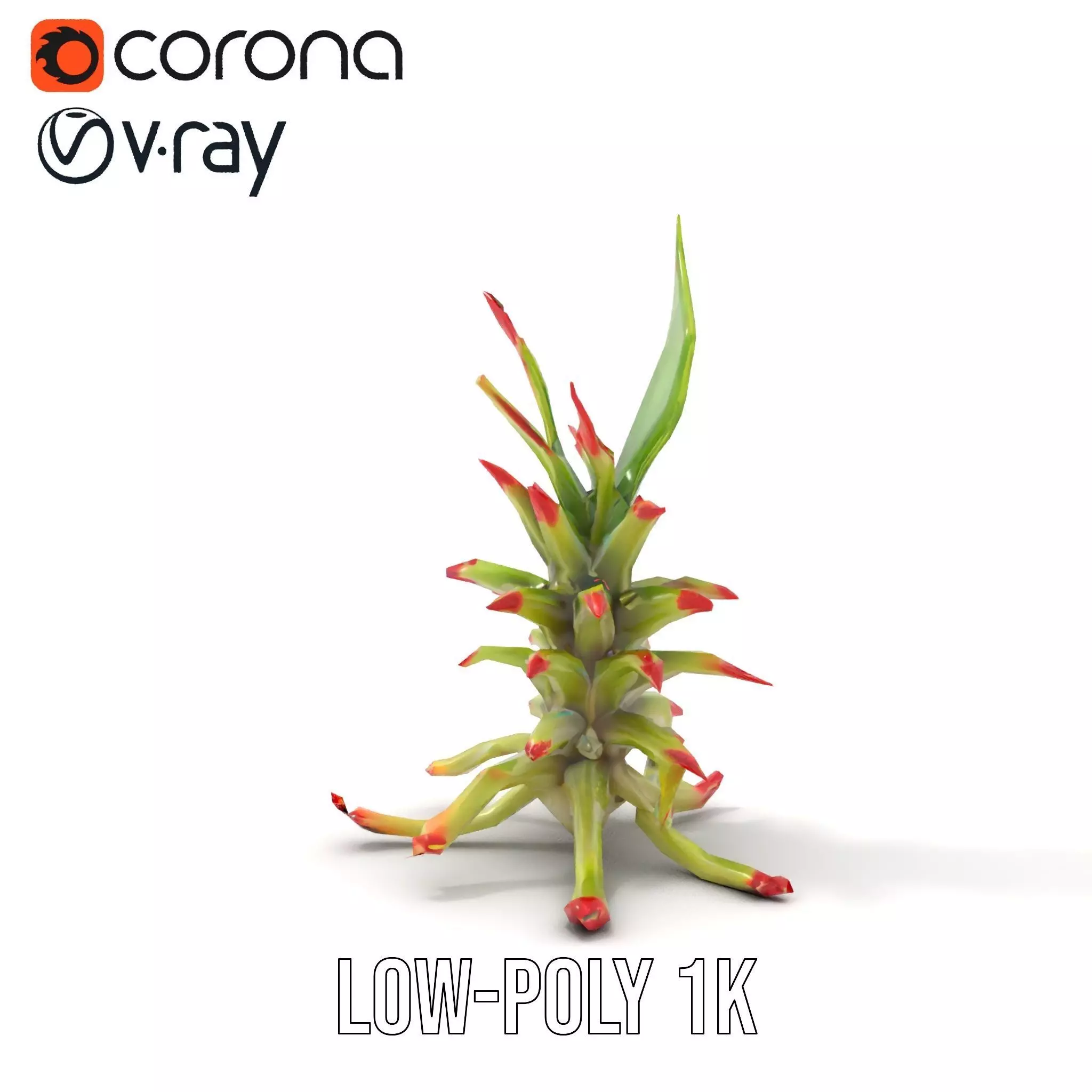 Exotic Spiky Plant model pack Low-poly 3D model_9