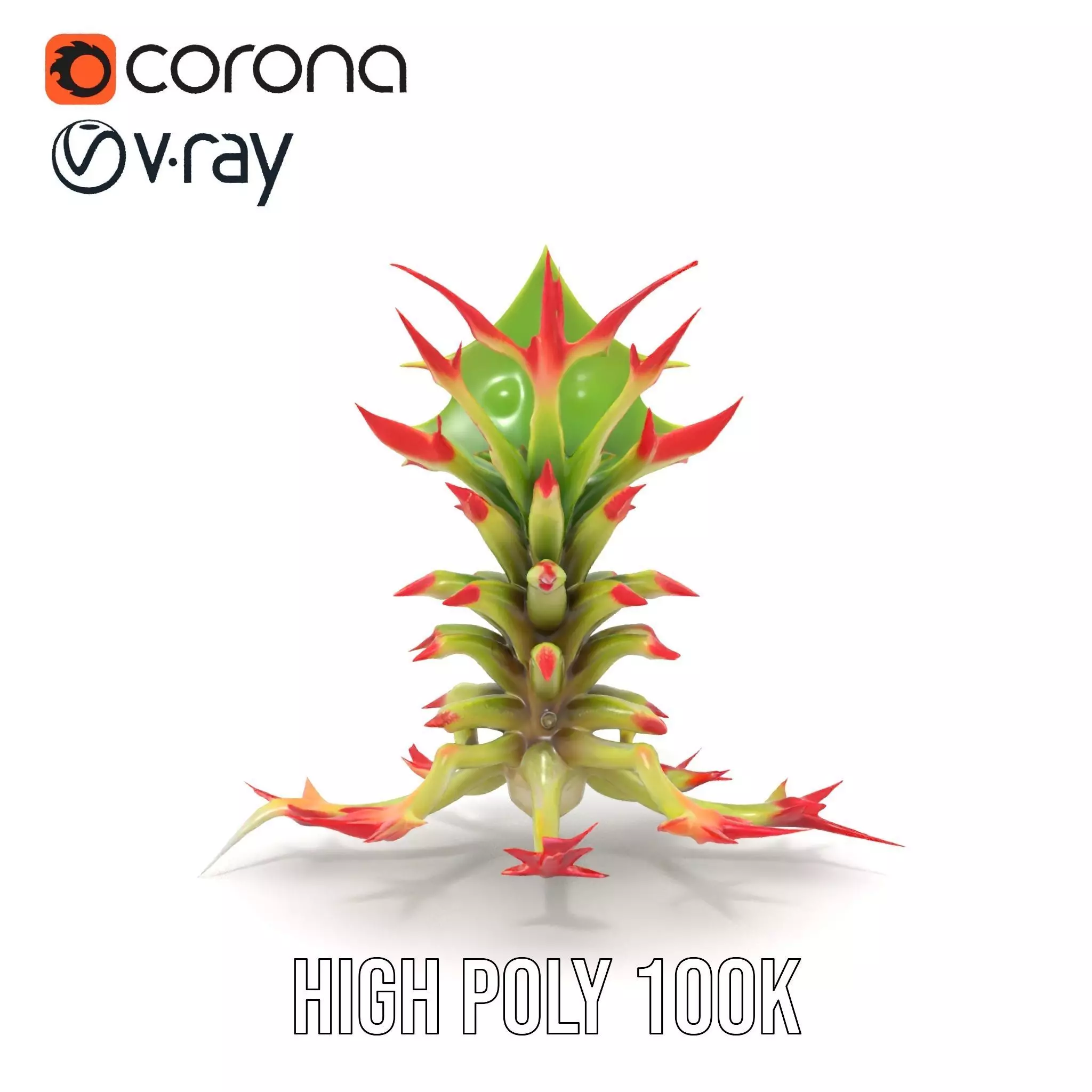 Exotic Spiky Plant model pack Low-poly 3D model_29