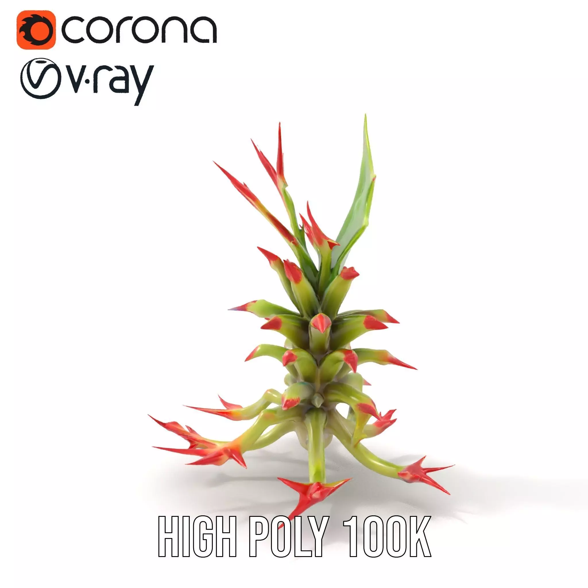 Exotic Spiky Plant model pack Low-poly 3D model_20