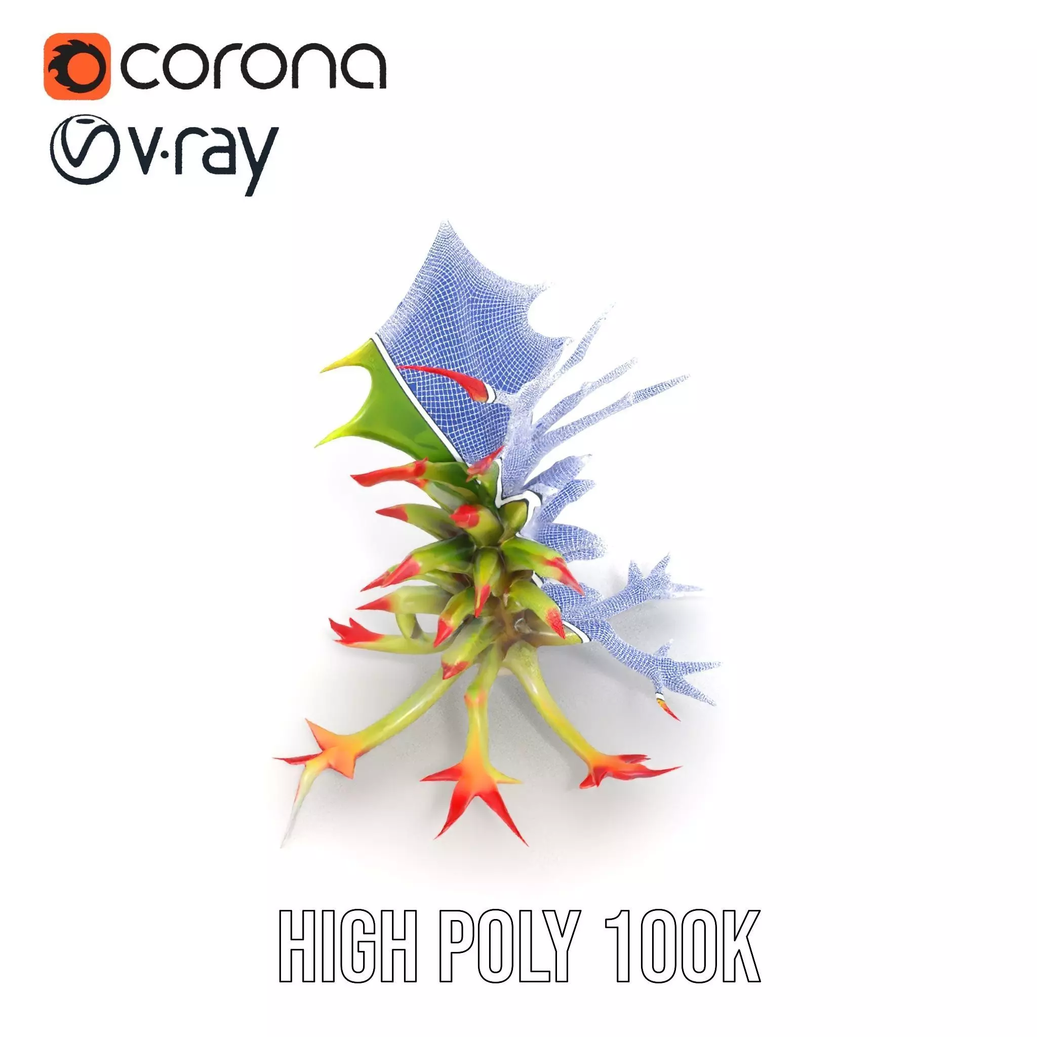 Exotic Spiky Plant model pack Low-poly 3D model_32