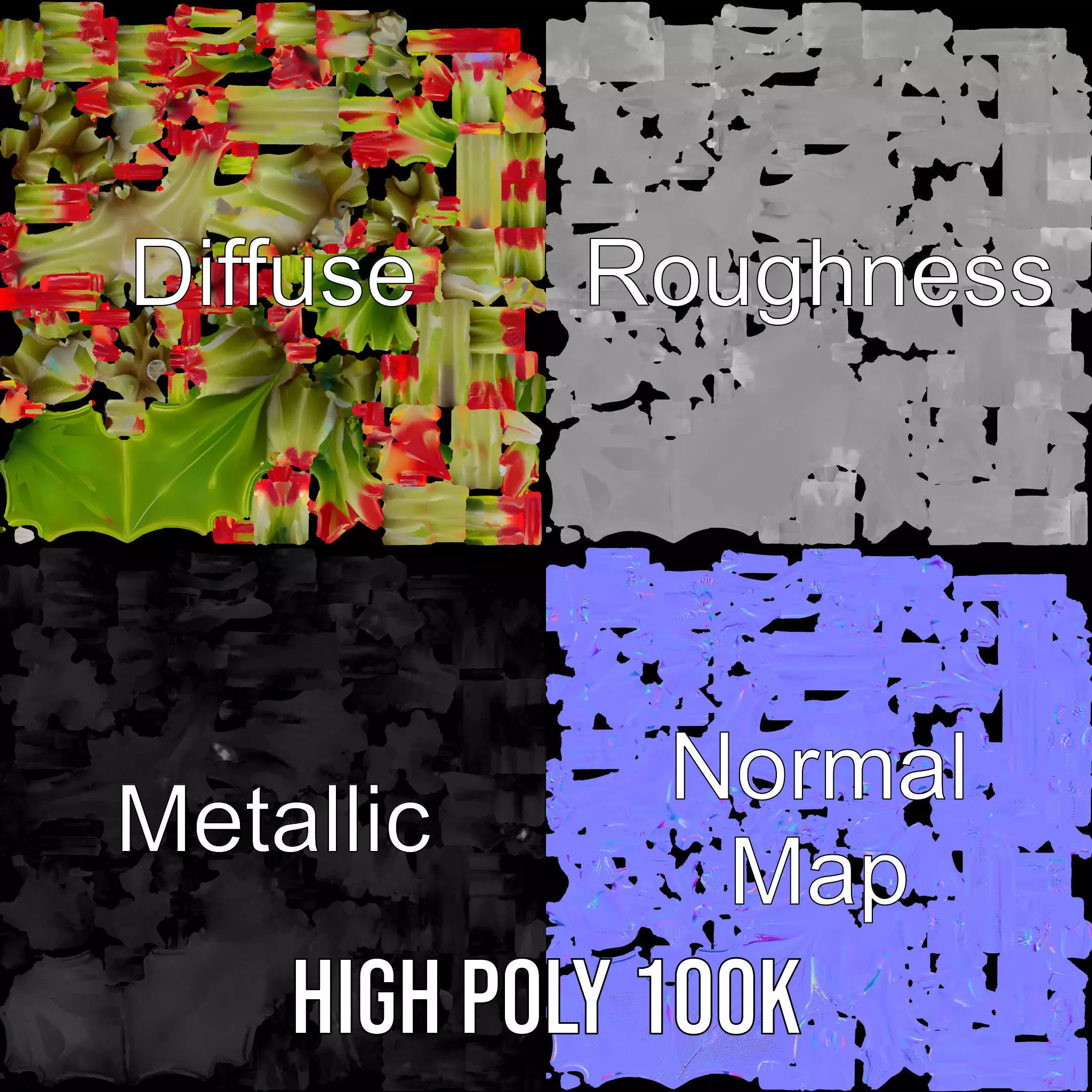 Exotic Spiky Plant model pack Low-poly 3D model_3