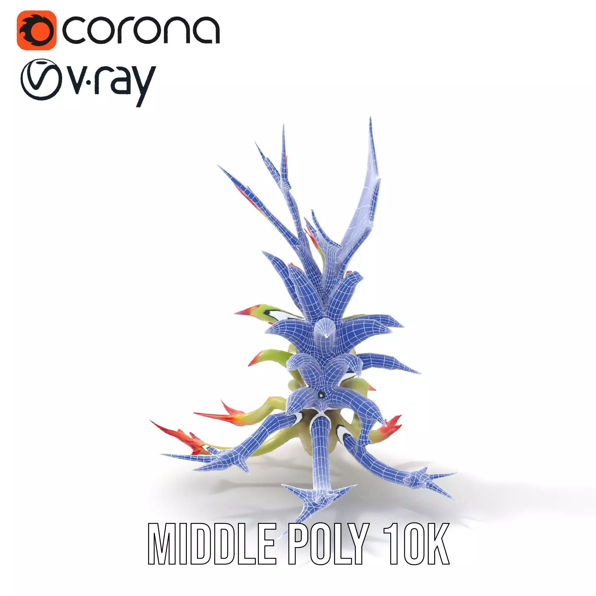 Exotic Spiky Plant model pack Low-poly 3D model_30