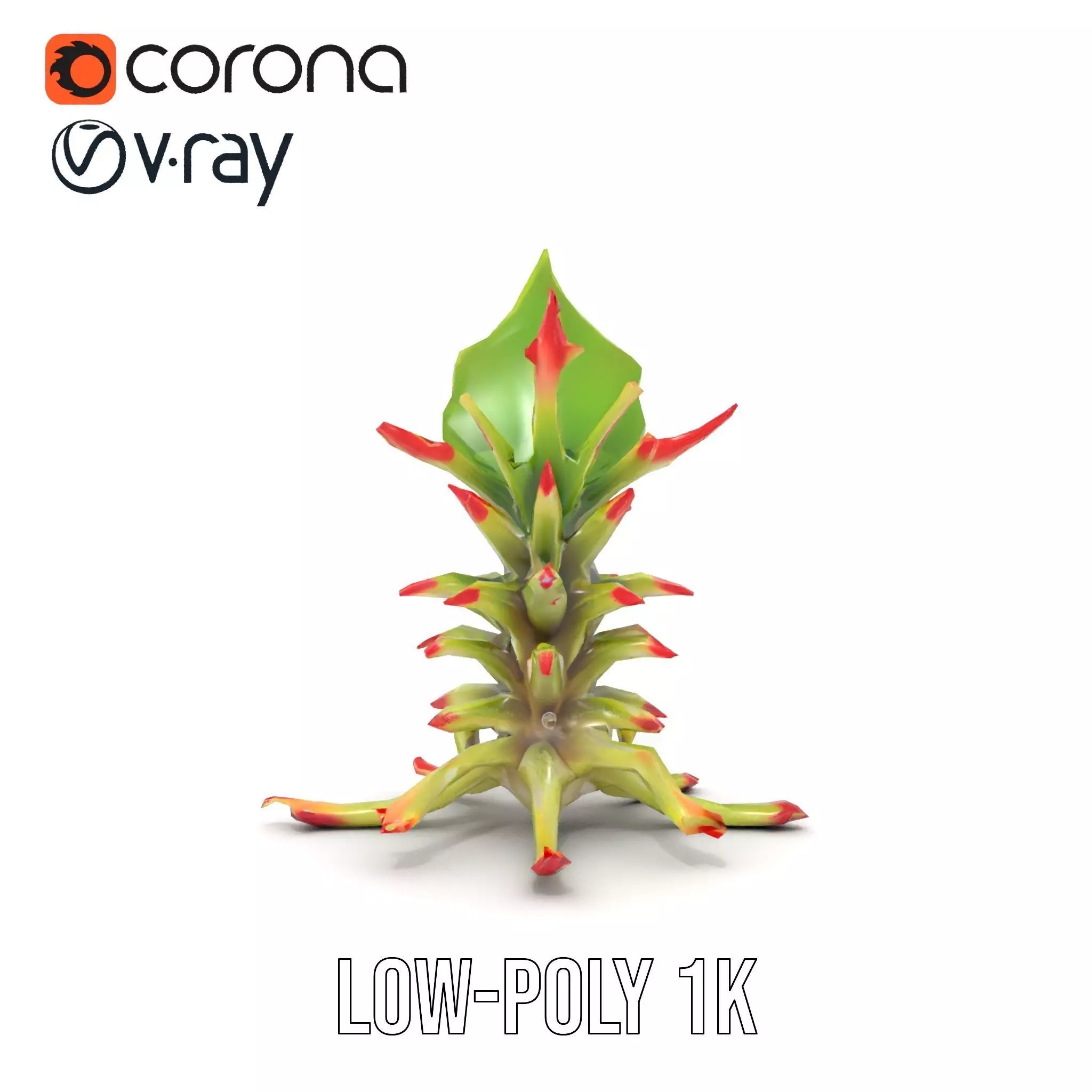 Exotic Spiky Plant model pack Low-poly 3D model_14