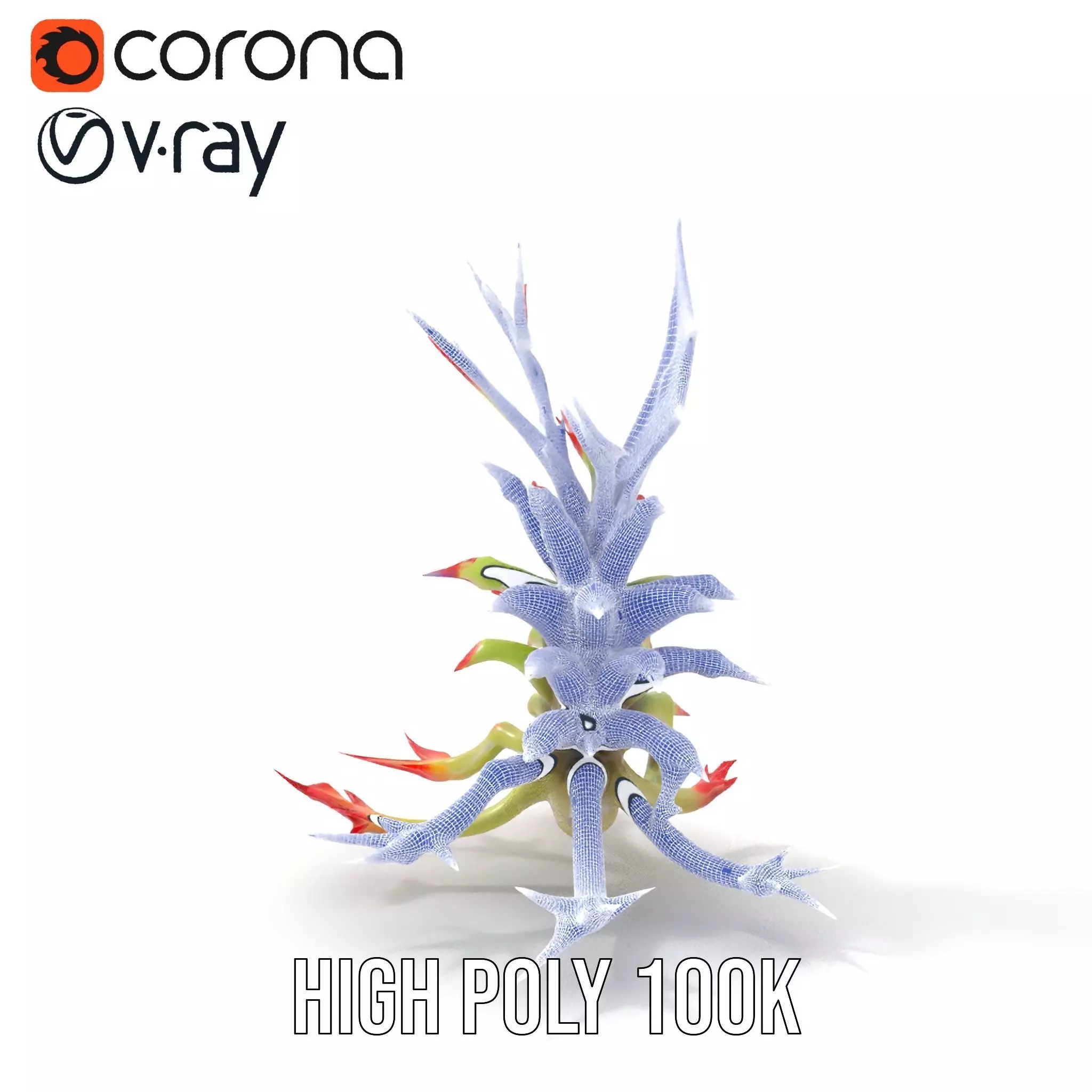 Exotic Spiky Plant model pack Low-poly 3D model_34