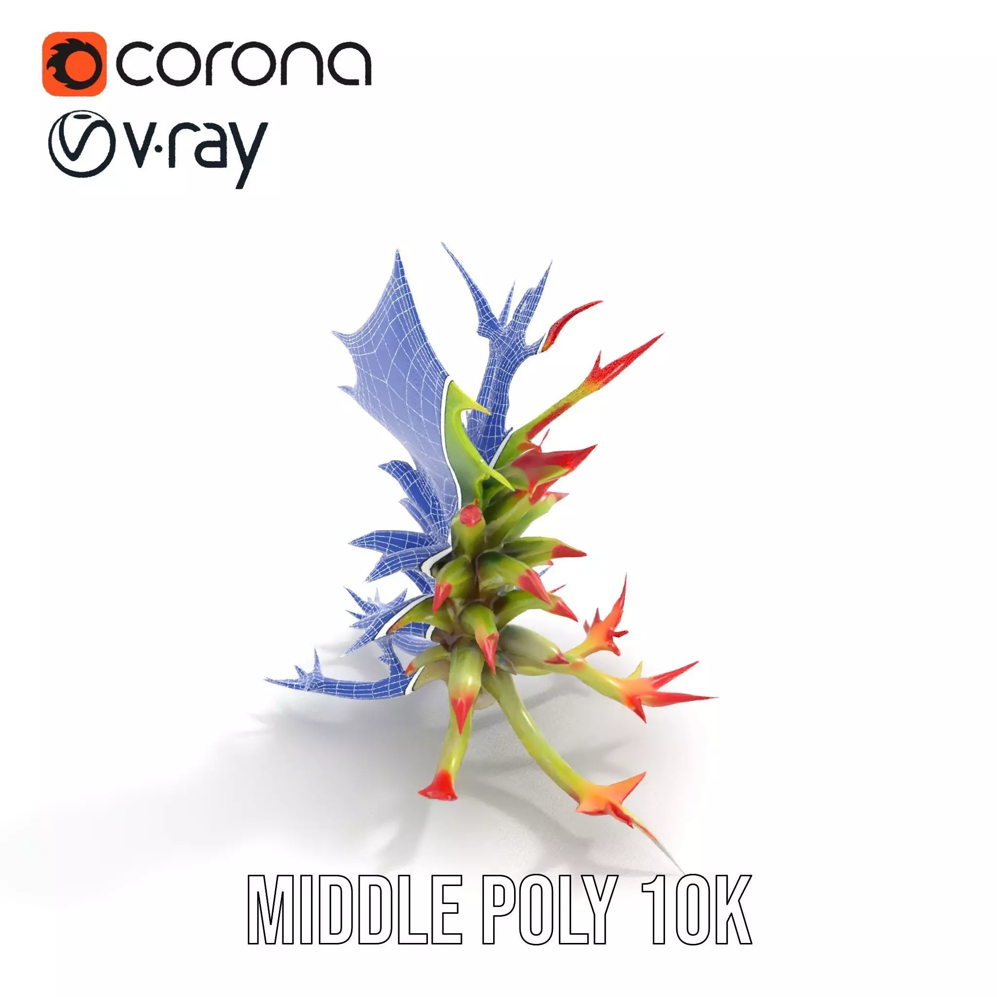 Exotic Spiky Plant model pack Low-poly 3D model_21