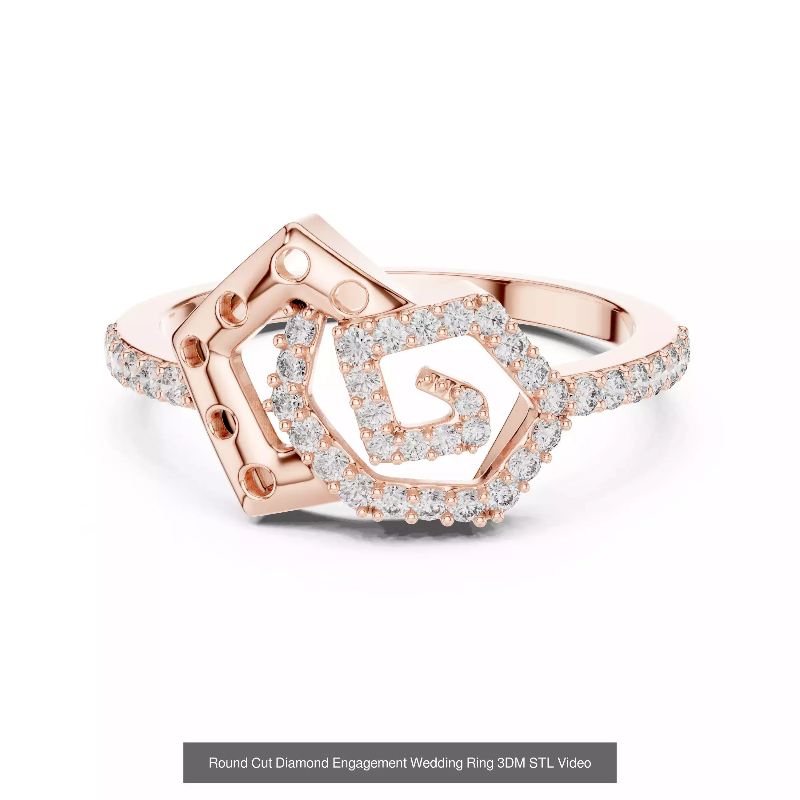 39 Cluster Flower Ring 3DM STL FBX OBJ 3 Color Render Video 3D Model Collection_8