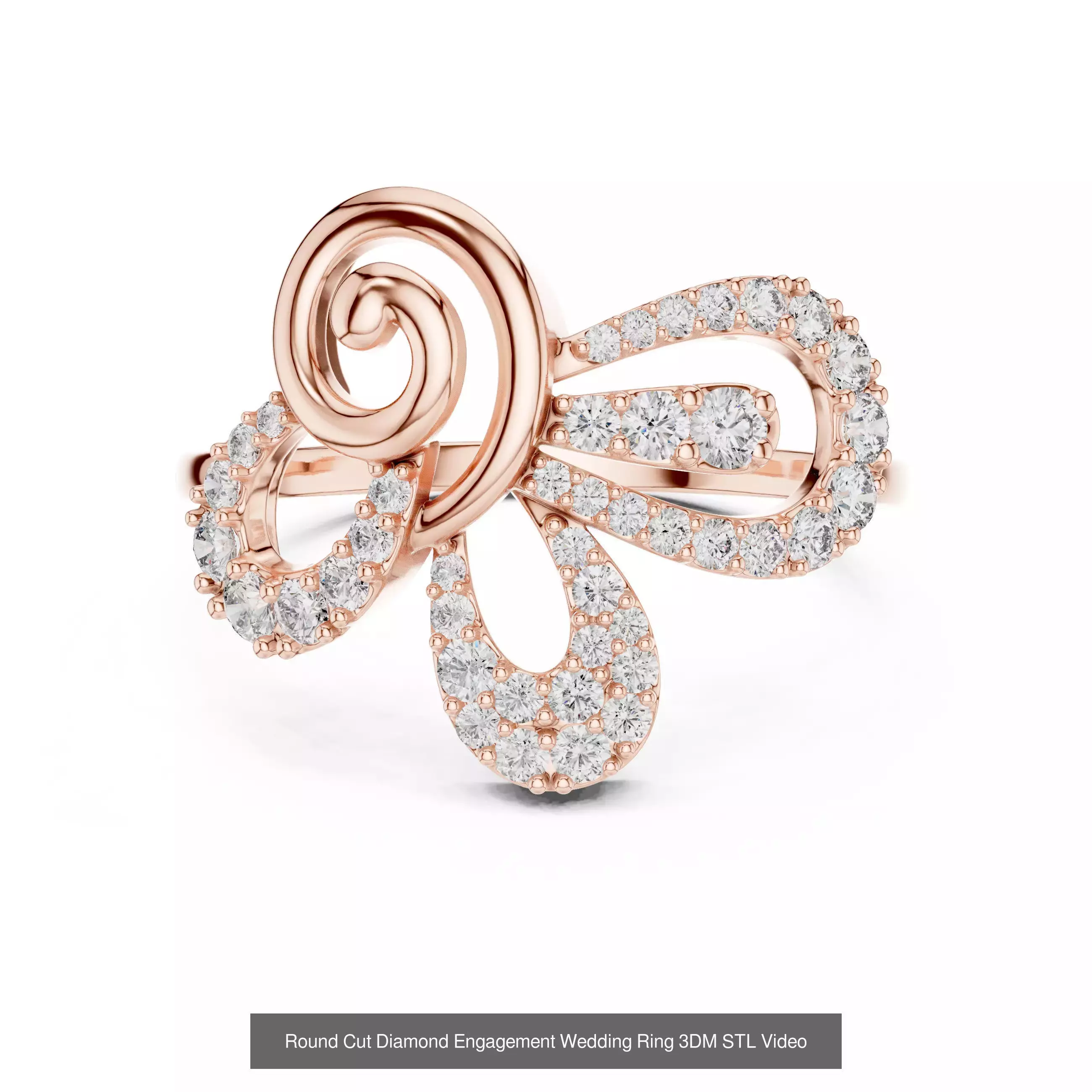 39 Cluster Flower Ring 3DM STL FBX OBJ 3 Color Render Video 3D Model Collection_6