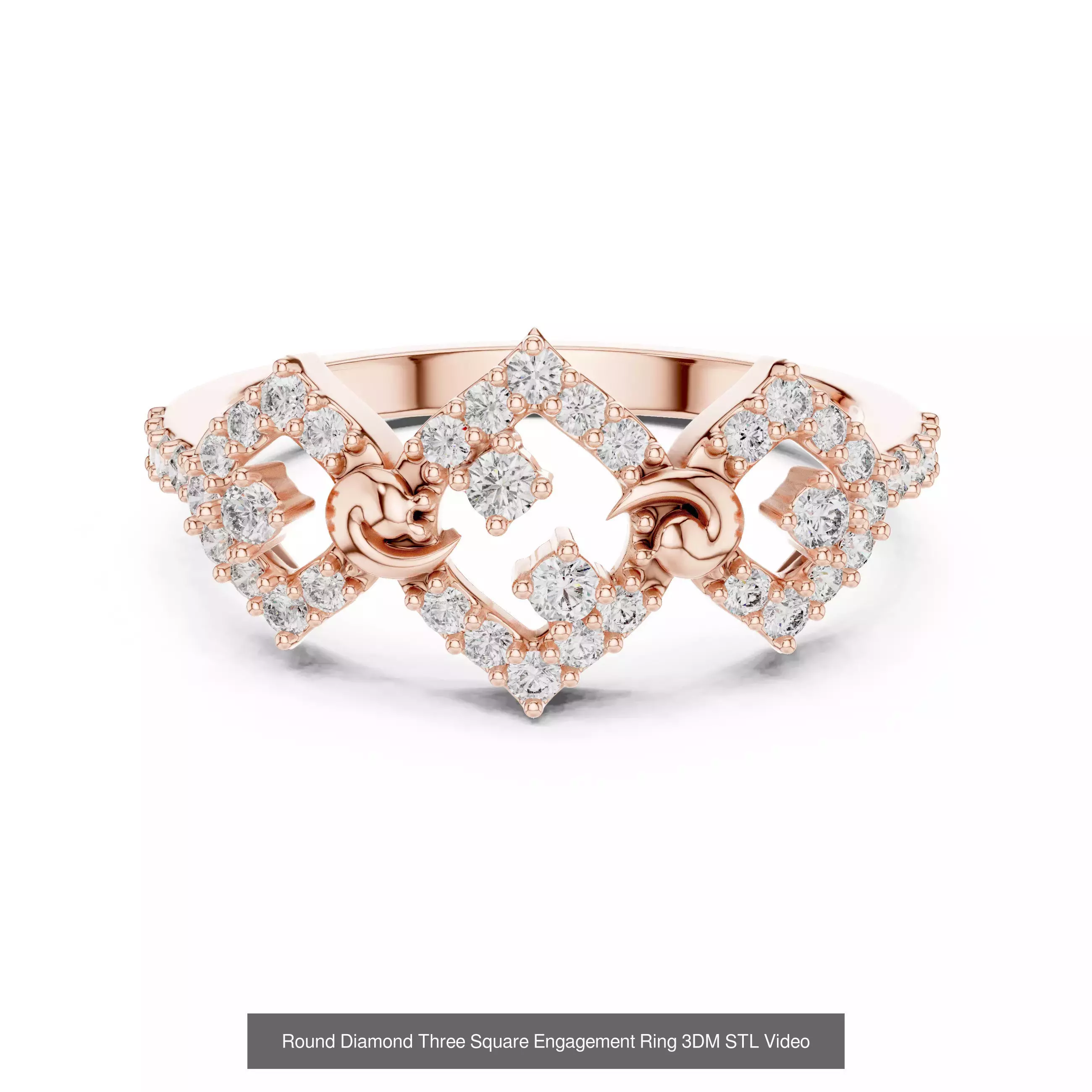 39 Cluster Flower Ring 3DM STL FBX OBJ 3 Color Render Video 3D Model Collection_41