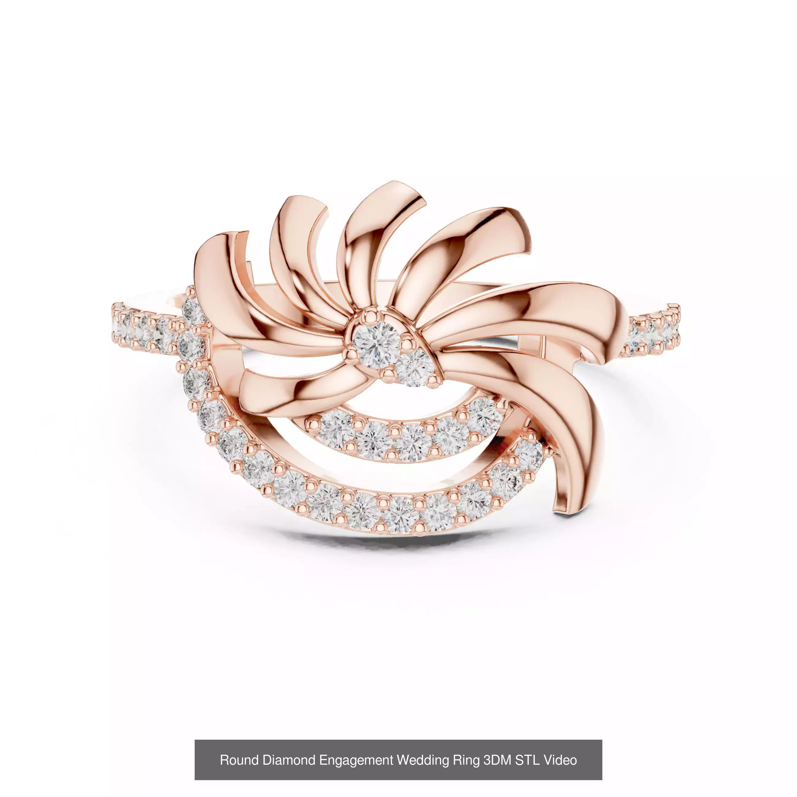 39 Cluster Flower Ring 3DM STL FBX OBJ 3 Color Render Video 3D Model Collection_39