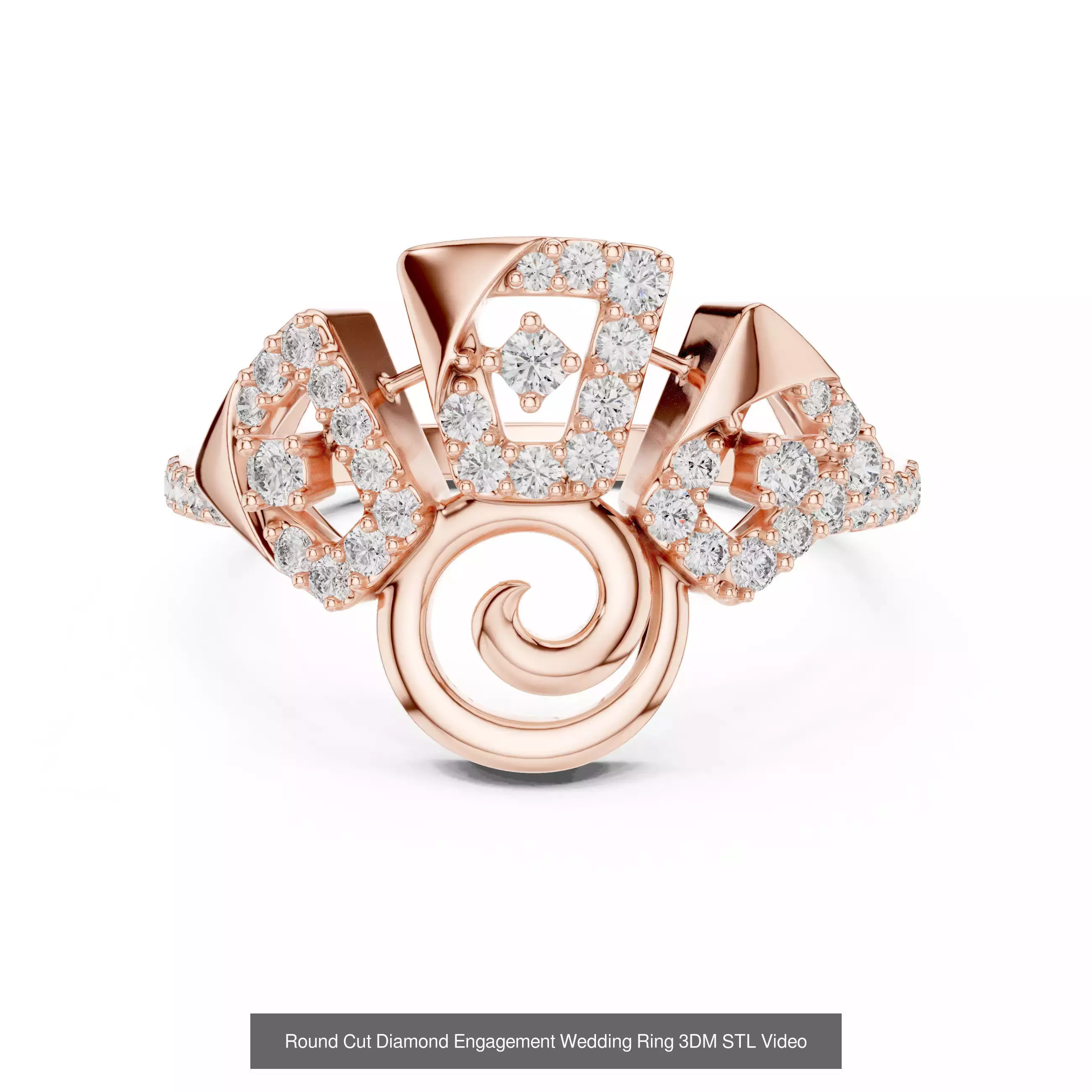 39 Cluster Flower Ring 3DM STL FBX OBJ 3 Color Render Video 3D Model Collection_23