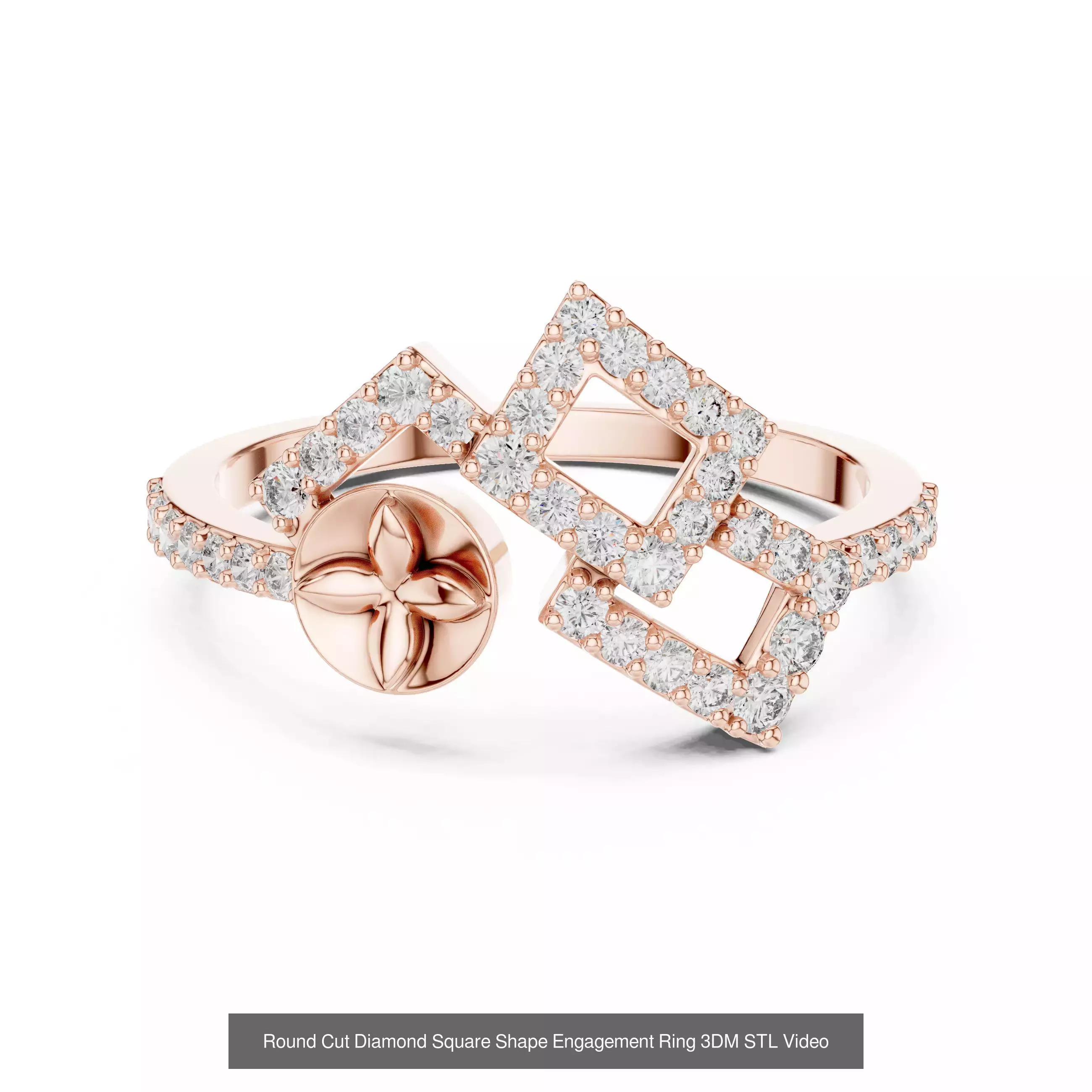 39 Cluster Flower Ring 3DM STL FBX OBJ 3 Color Render Video 3D Model Collection_11