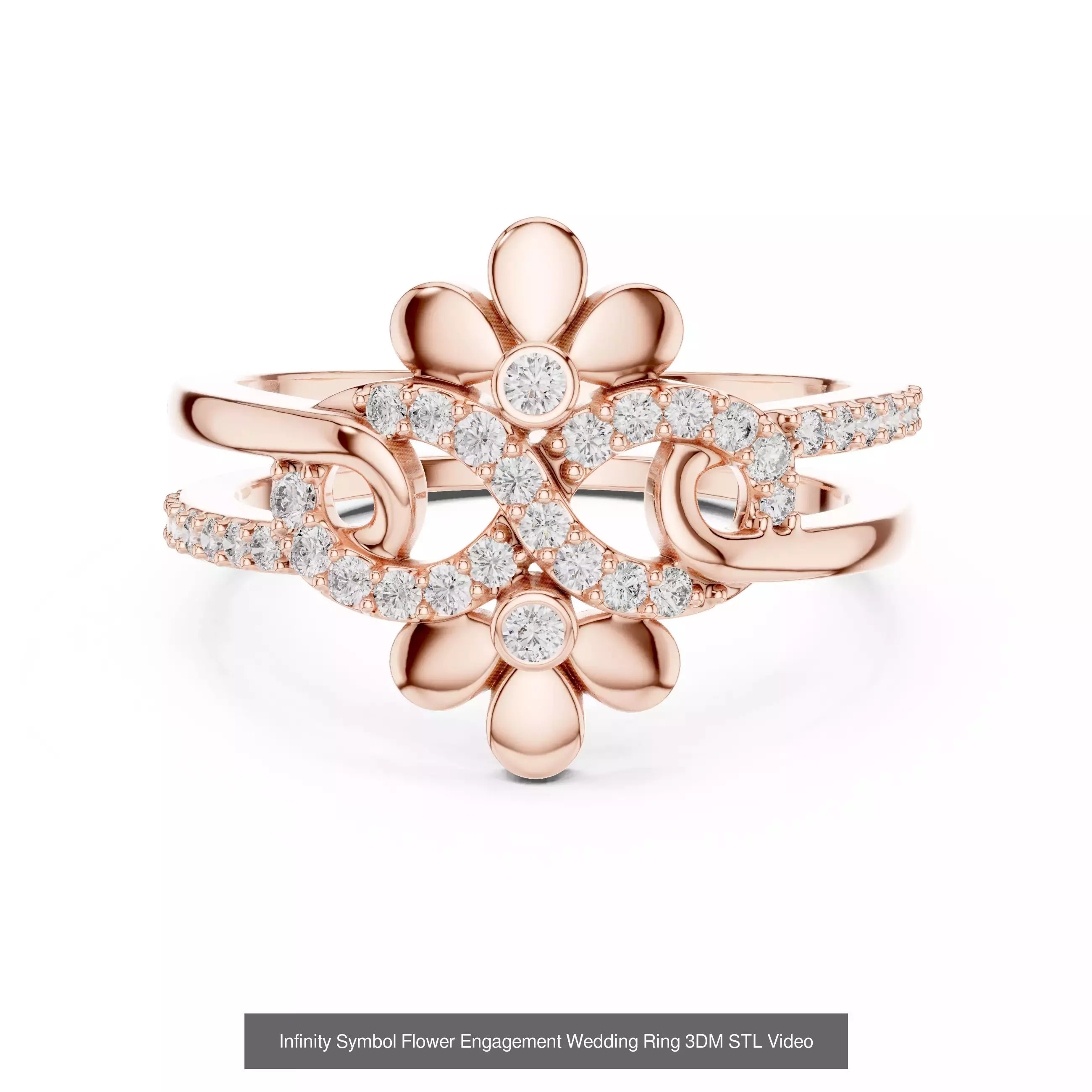 39 Cluster Flower Ring 3DM STL FBX OBJ 3 Color Render Video 3D Model Collection_33