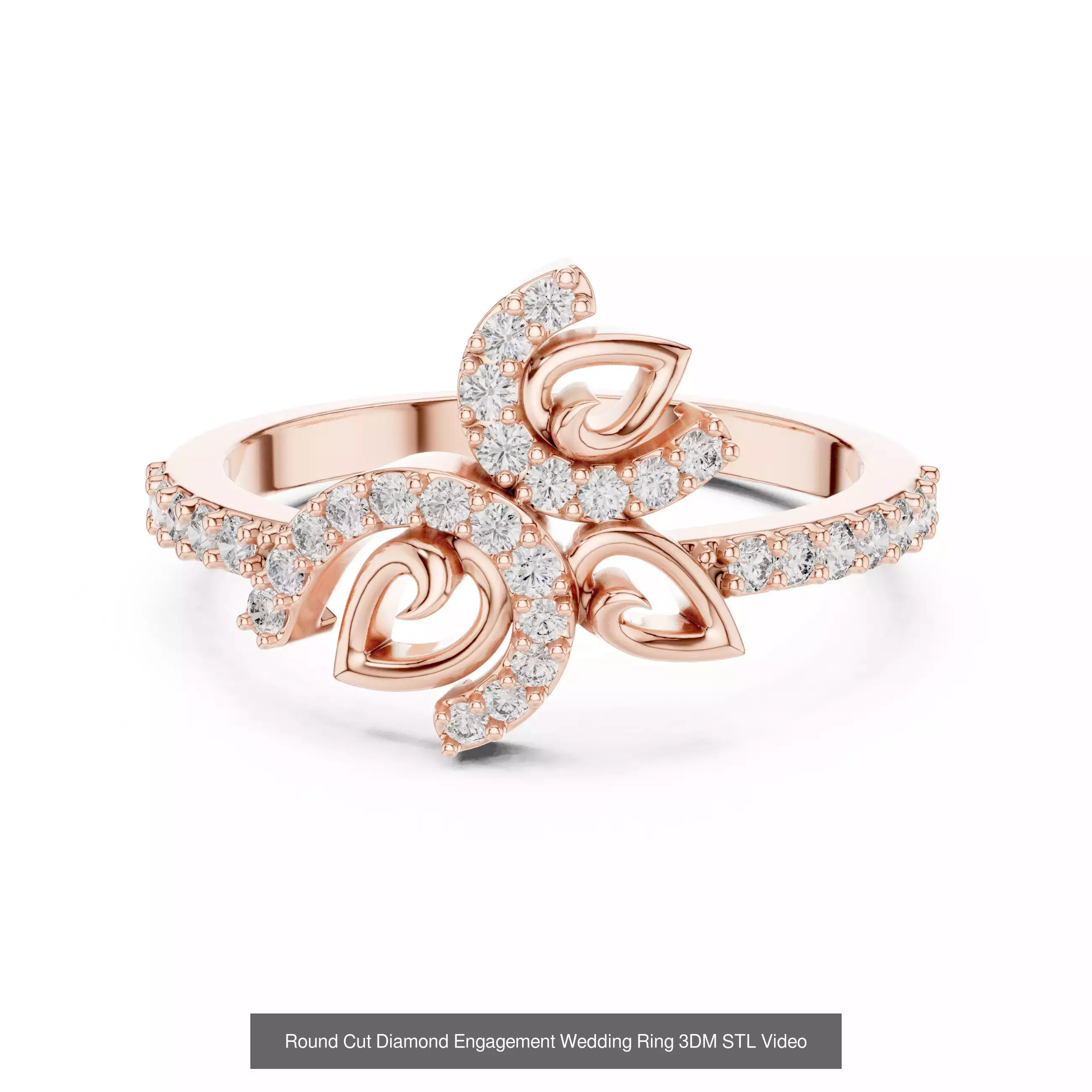 39 Cluster Flower Ring 3DM STL FBX OBJ 3 Color Render Video 3D Model Collection_24