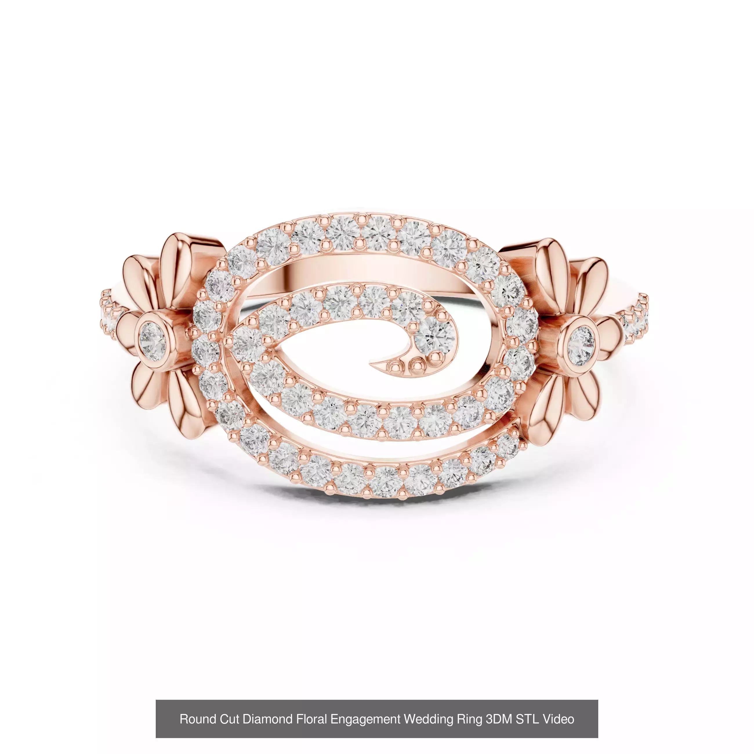39 Cluster Flower Ring 3DM STL FBX OBJ 3 Color Render Video 3D Model Collection_12