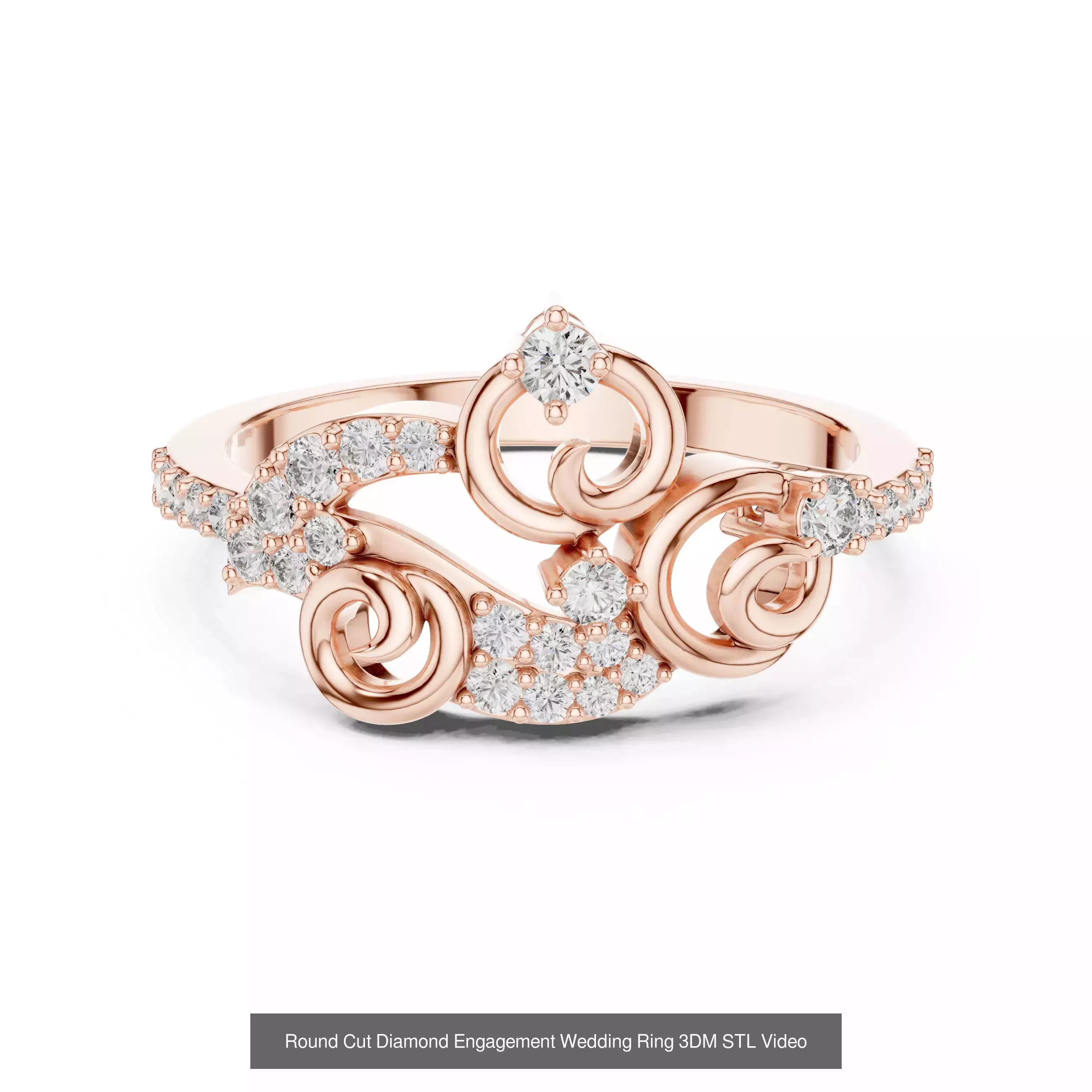 39 Cluster Flower Ring 3DM STL FBX OBJ 3 Color Render Video 3D Model Collection_29