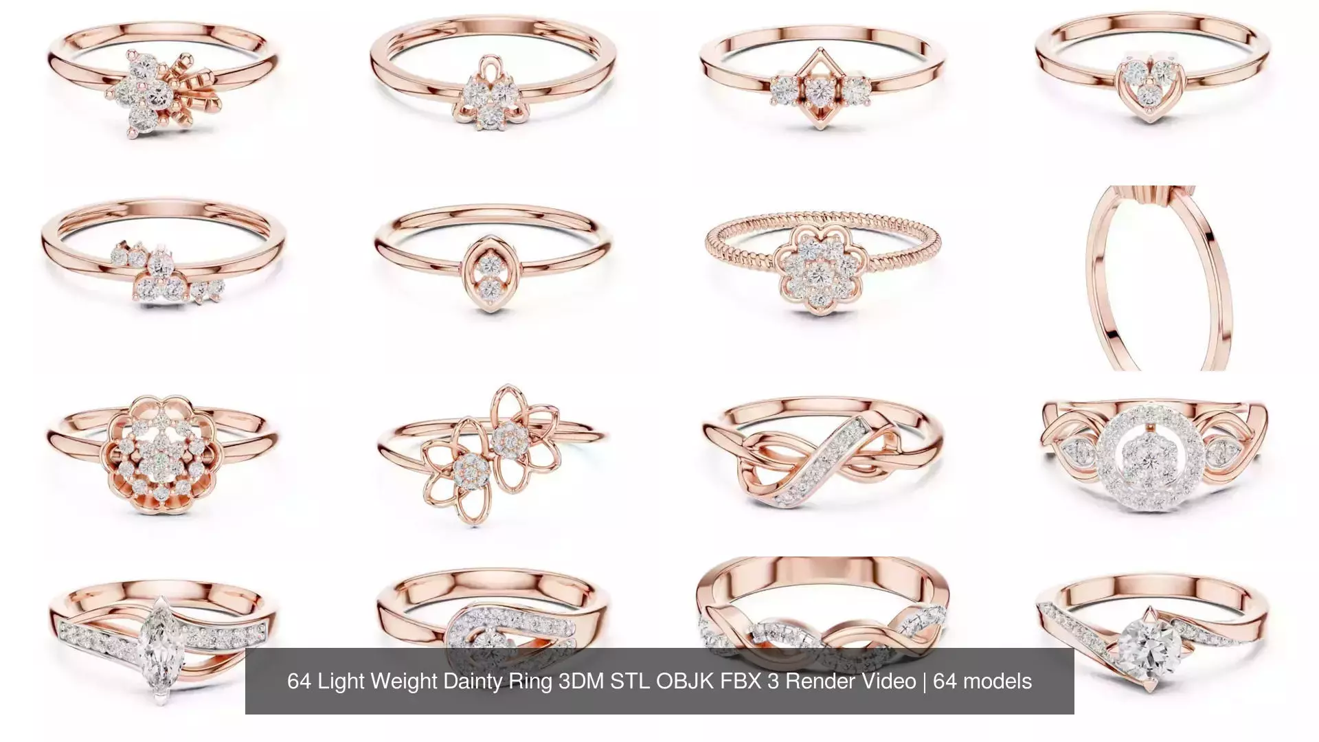 64 Light Weight Dainty Ring 3DM STL OBJK FBX 3 Render Video 3D Model Collection_0