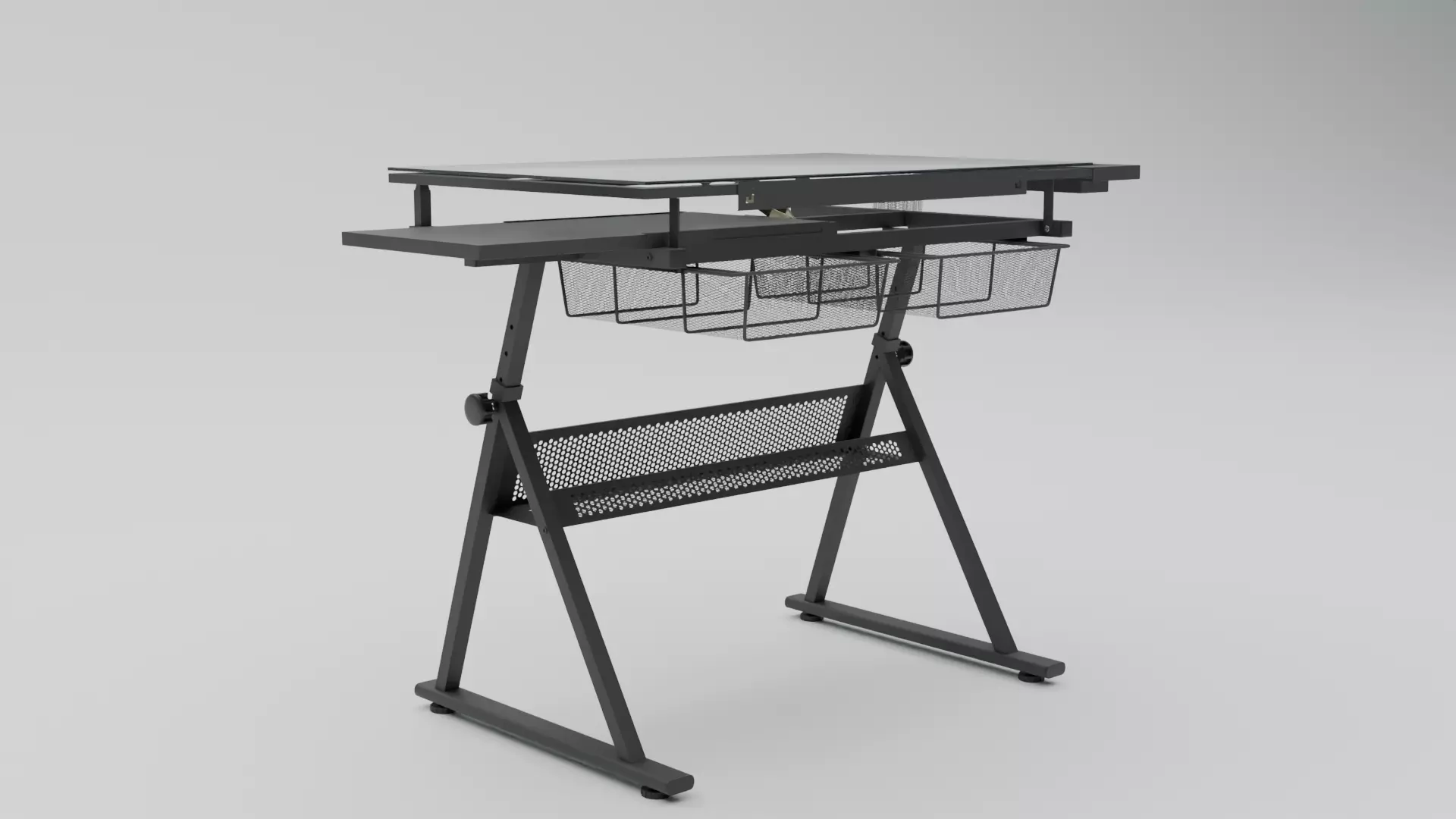 Study Desk Low-poly 3D model_8