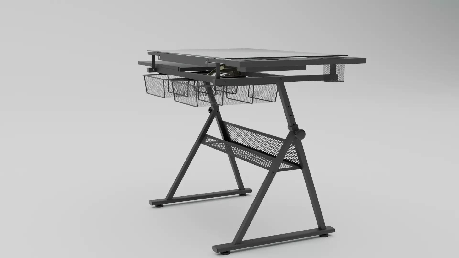 Study Desk Low-poly 3D model_3