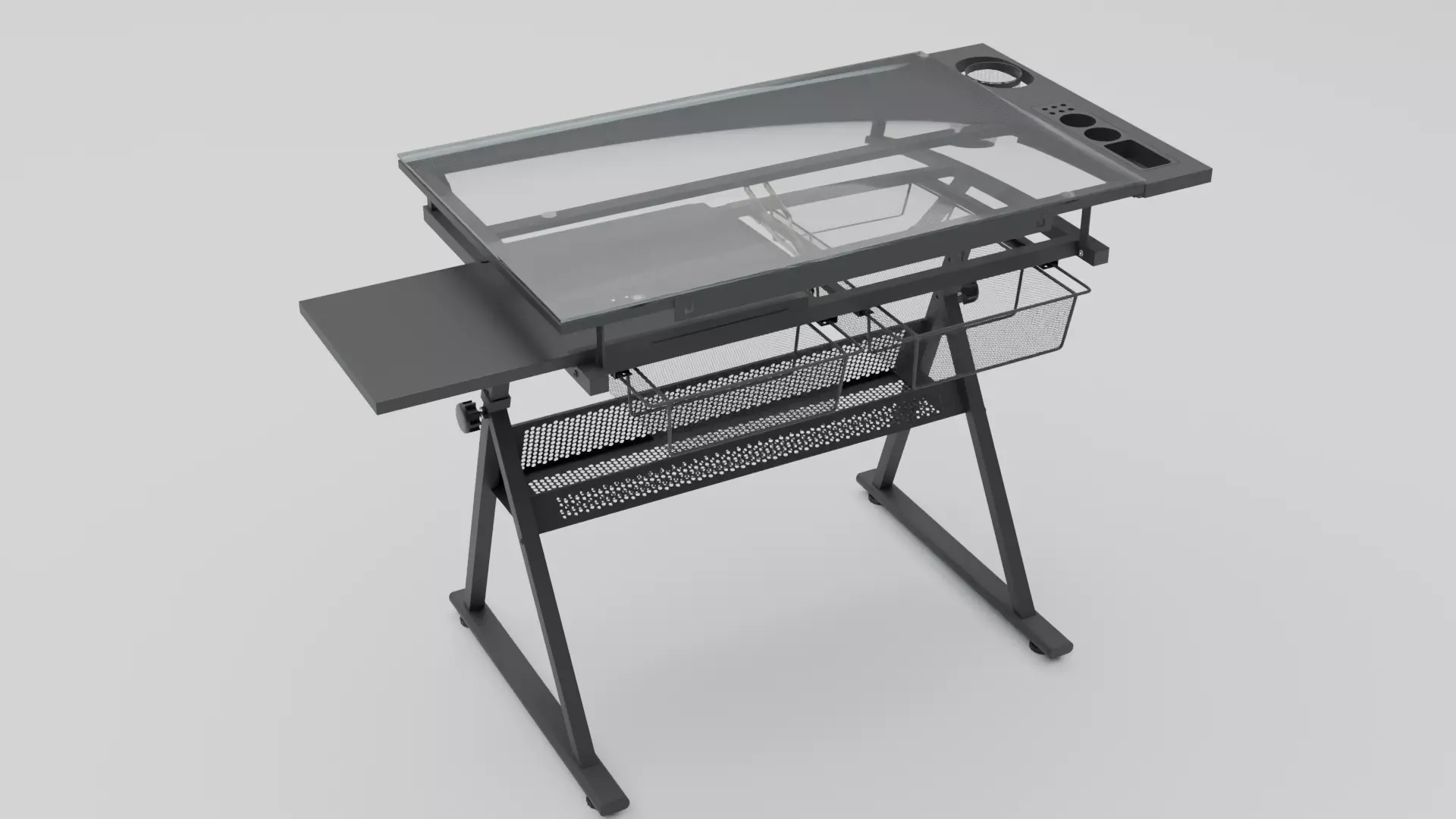 Study Desk Low-poly 3D model_0