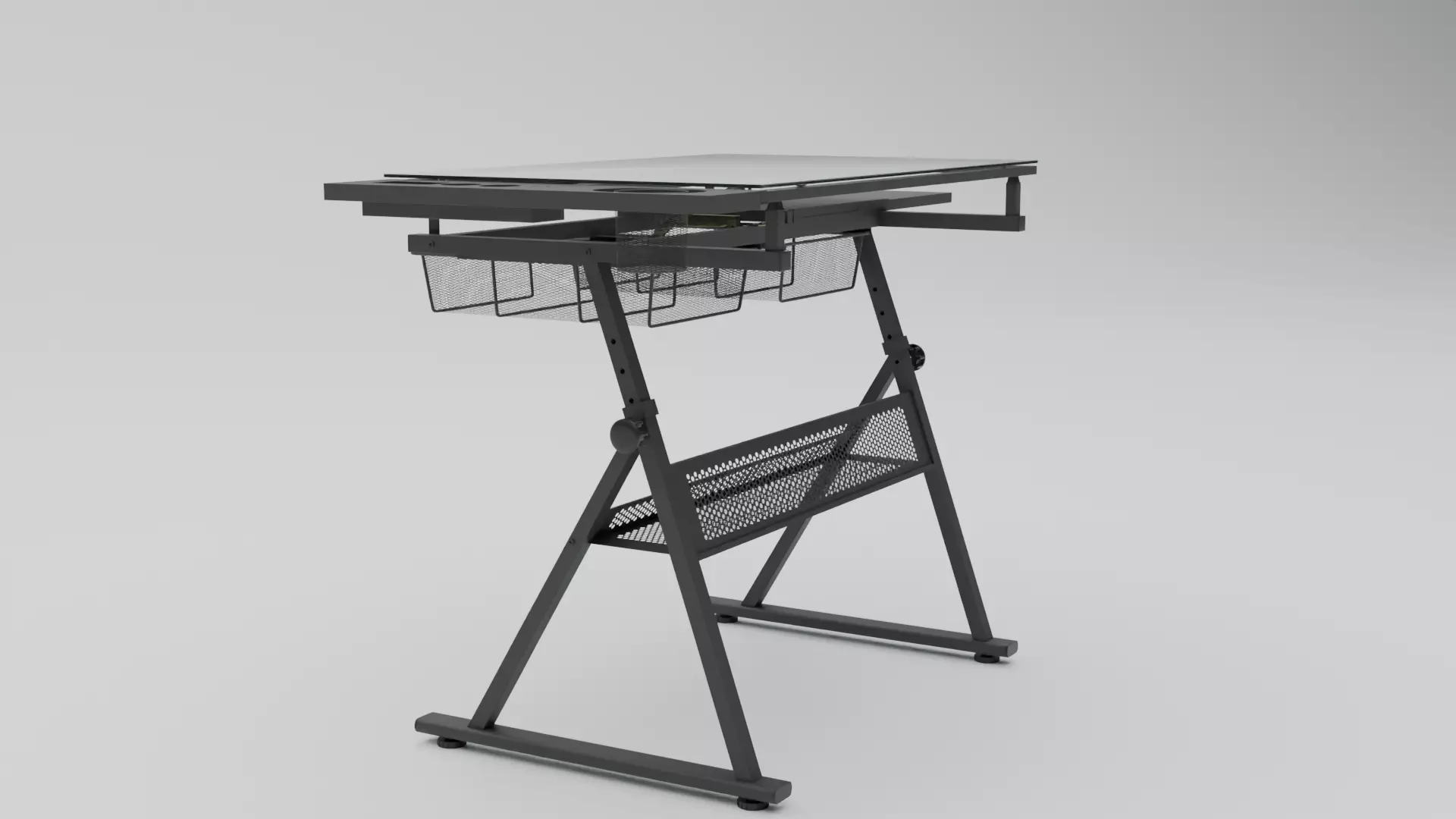 Study Desk Low-poly 3D model_4