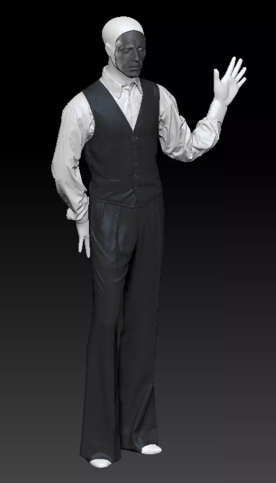 David Bowie black suit costume 3D model_0