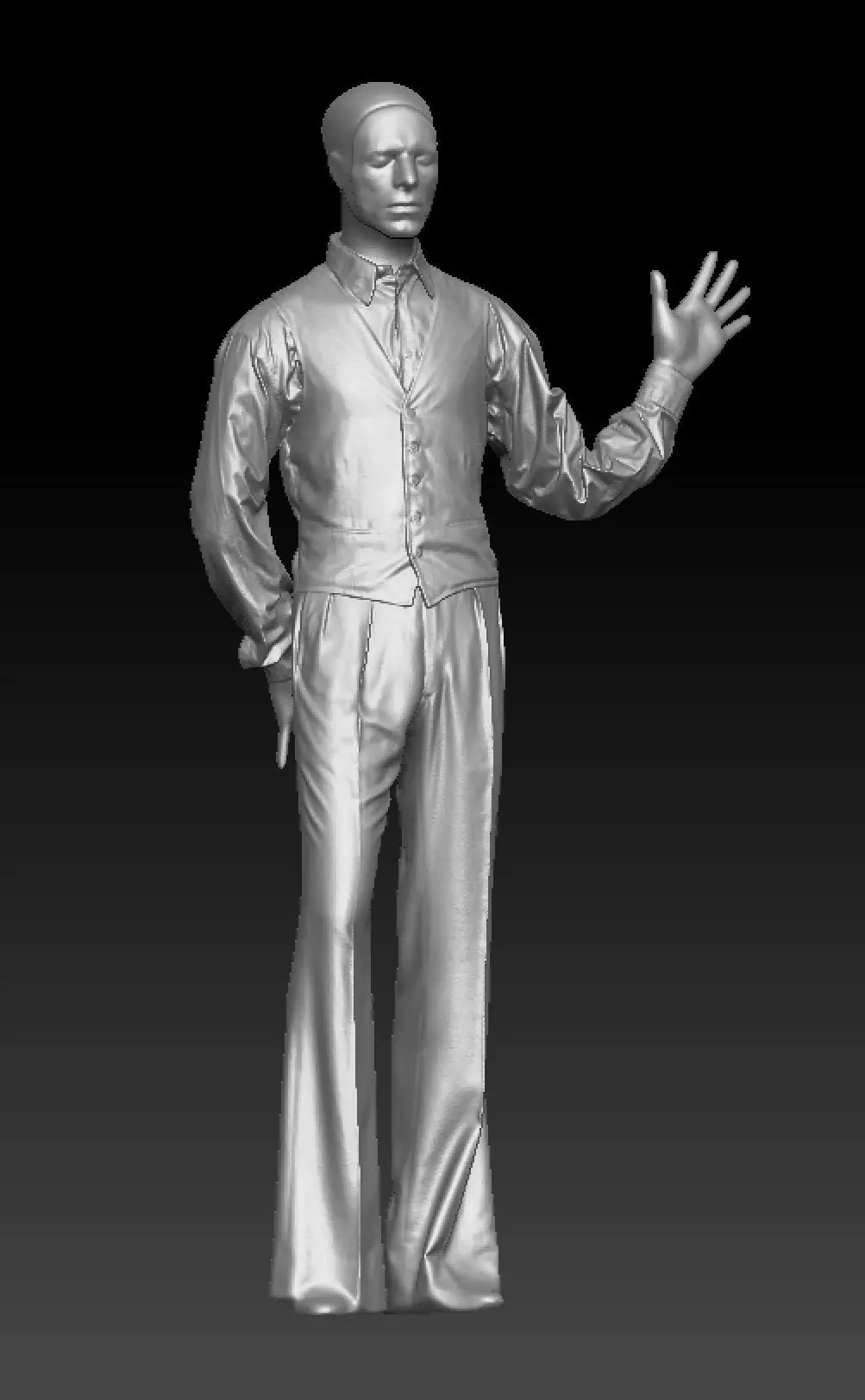 David Bowie black suit costume 3D model_3