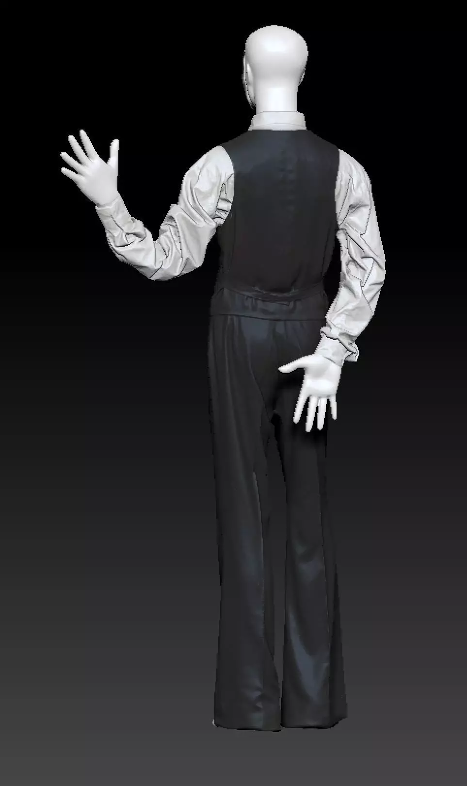David Bowie black suit costume 3D model_1