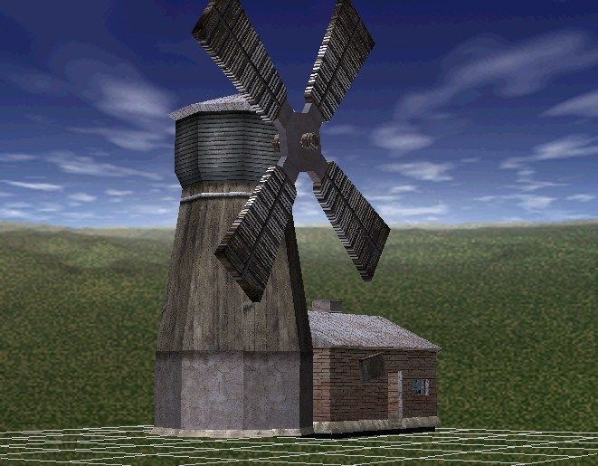 Farm Barn Silo and Windmill - Farmhouse collection Low-poly 3D model_1