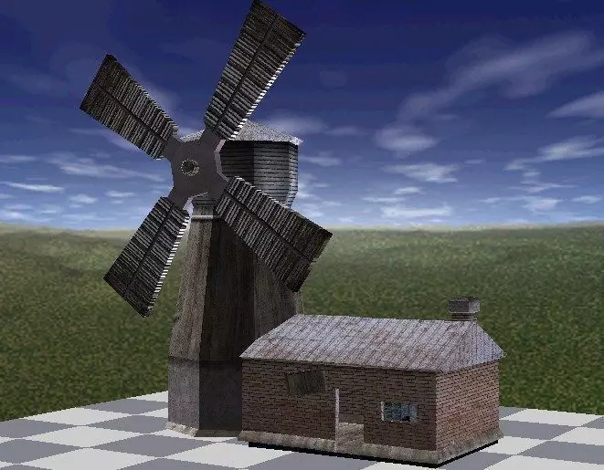 Farm Barn Silo and Windmill - Farmhouse collection Low-poly 3D model_0
