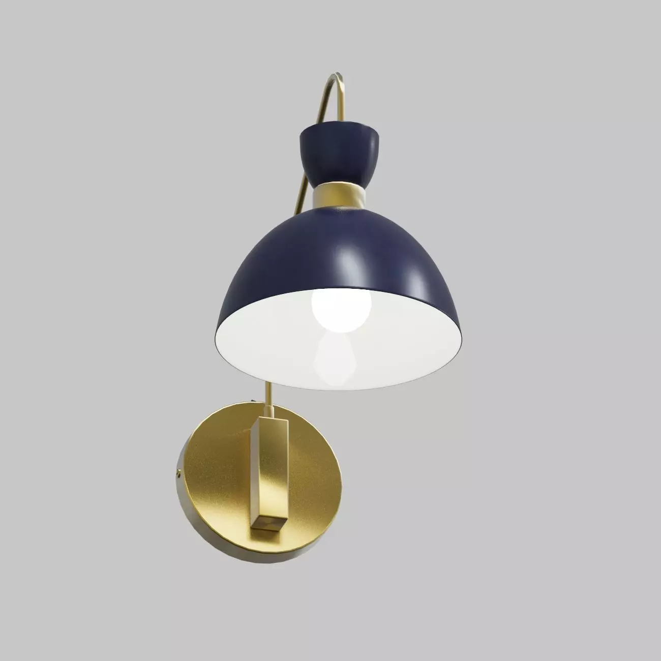 Modern wall lamp with golden base and blue lampshade Free 3D model