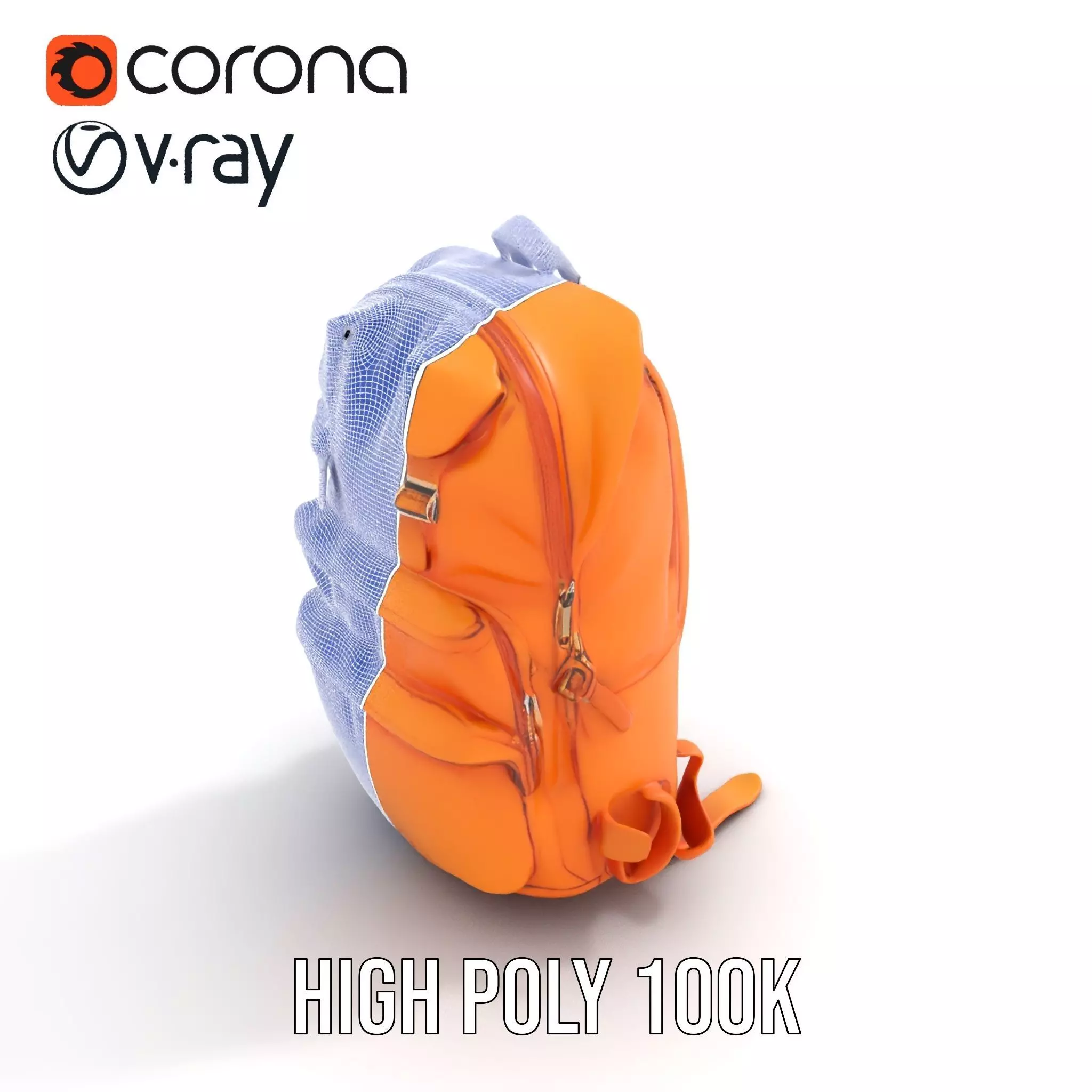 Vibrant Orange Backpack model pack Low-poly 3D model_34