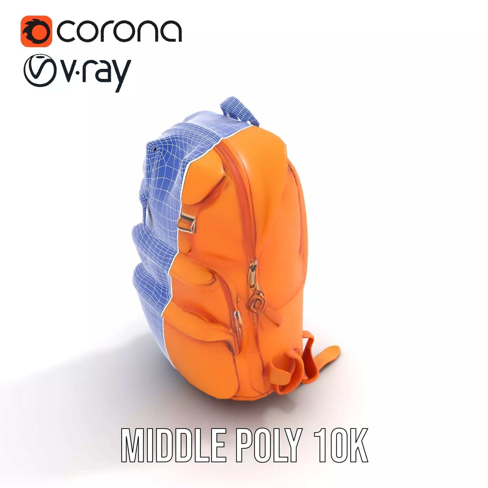 Vibrant Orange Backpack model pack Low-poly 3D model_18