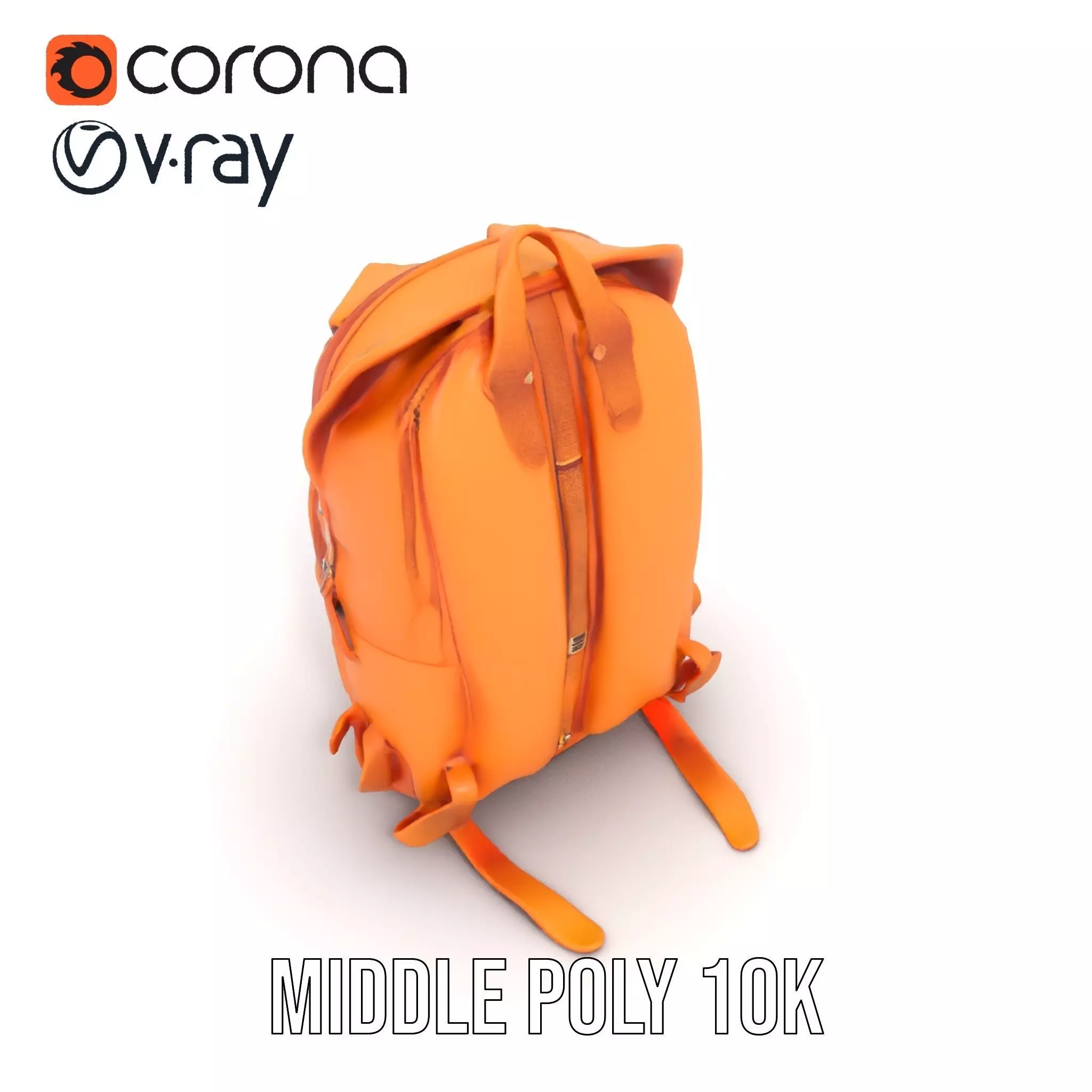 Vibrant Orange Backpack model pack Low-poly 3D model_13